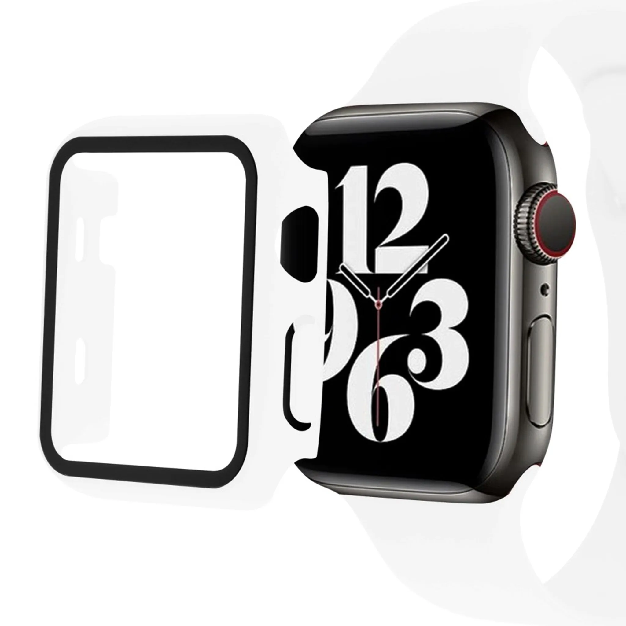 Apple Watch (45mm) silicone watch strap   tempered glass cover - White