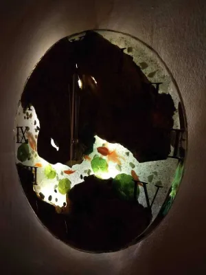 Aquarium Epoxy & Olive Wood Wall Clock