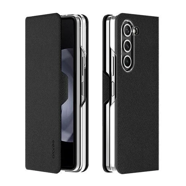 Araree Bonnet Diary Flip Case For Samsung Galaxy Z Fold 5 Black-6RW4