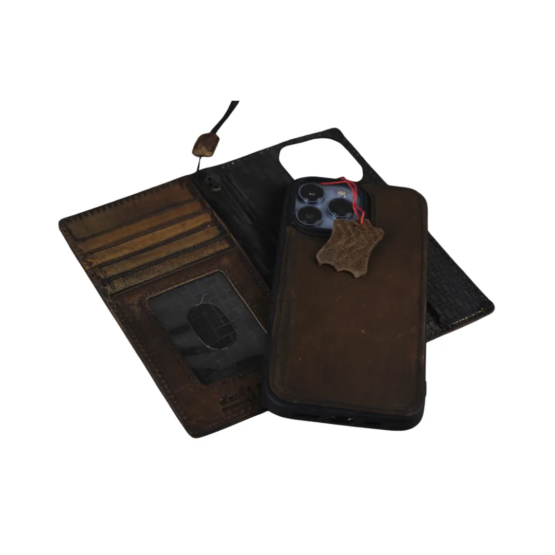 ARICHI Premium Handmade Genuine Leather Case for Samsung Galaxy S20-S25 Ultra, Note, and Z Fold - Polished Brown Vintage Cover