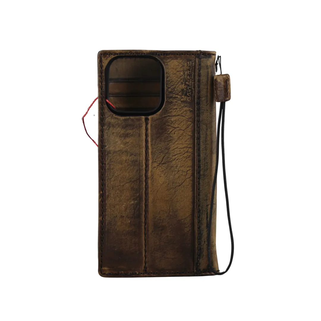 ARICHI Premium Handmade Genuine Leather Case for Samsung Galaxy S20-S25 Ultra, Note, and Z Fold - Polished Brown Vintage Cover