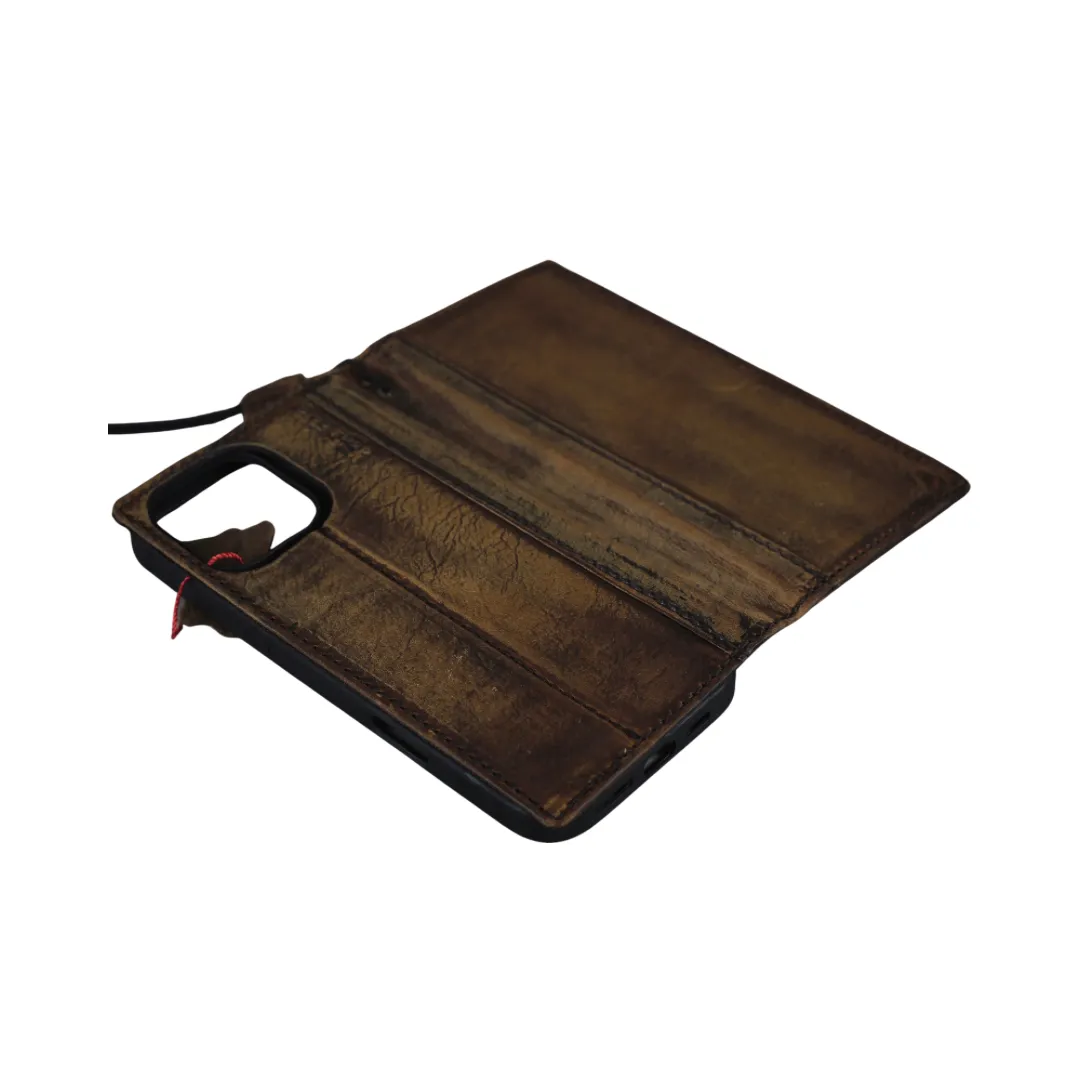 ARICHI Premium Handmade Genuine Leather Case for Samsung Galaxy S20-S25 Ultra, Note, and Z Fold - Polished Brown Vintage Cover