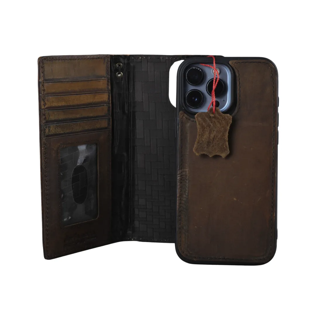 ARICHI Premium Handmade Genuine Leather Case for Samsung Galaxy S20-S25 Ultra, Note, and Z Fold - Polished Brown Vintage Cover