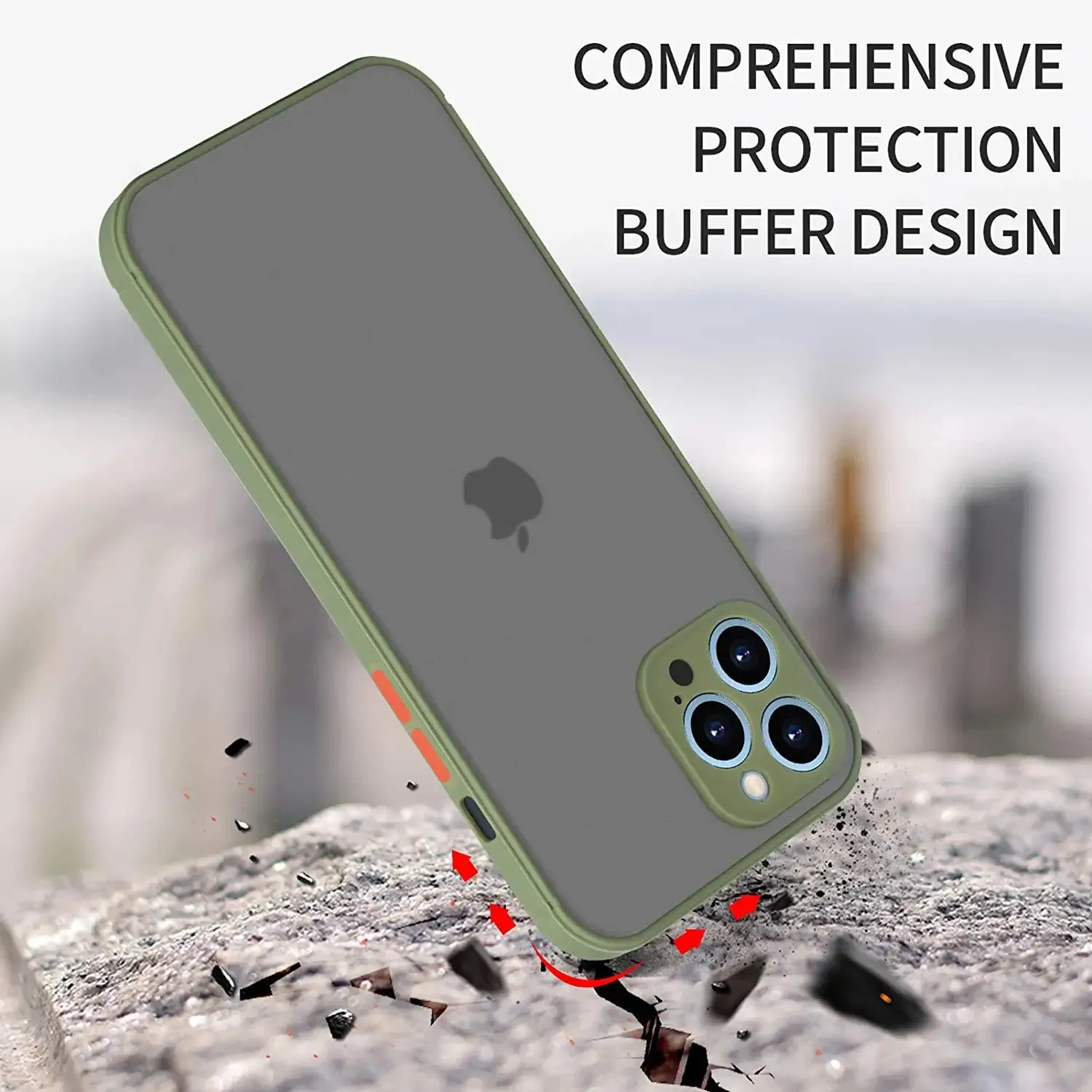Armoured™ Camera Shield Lite Case Cover for iPhone 14 Pro Max - Green / Orange