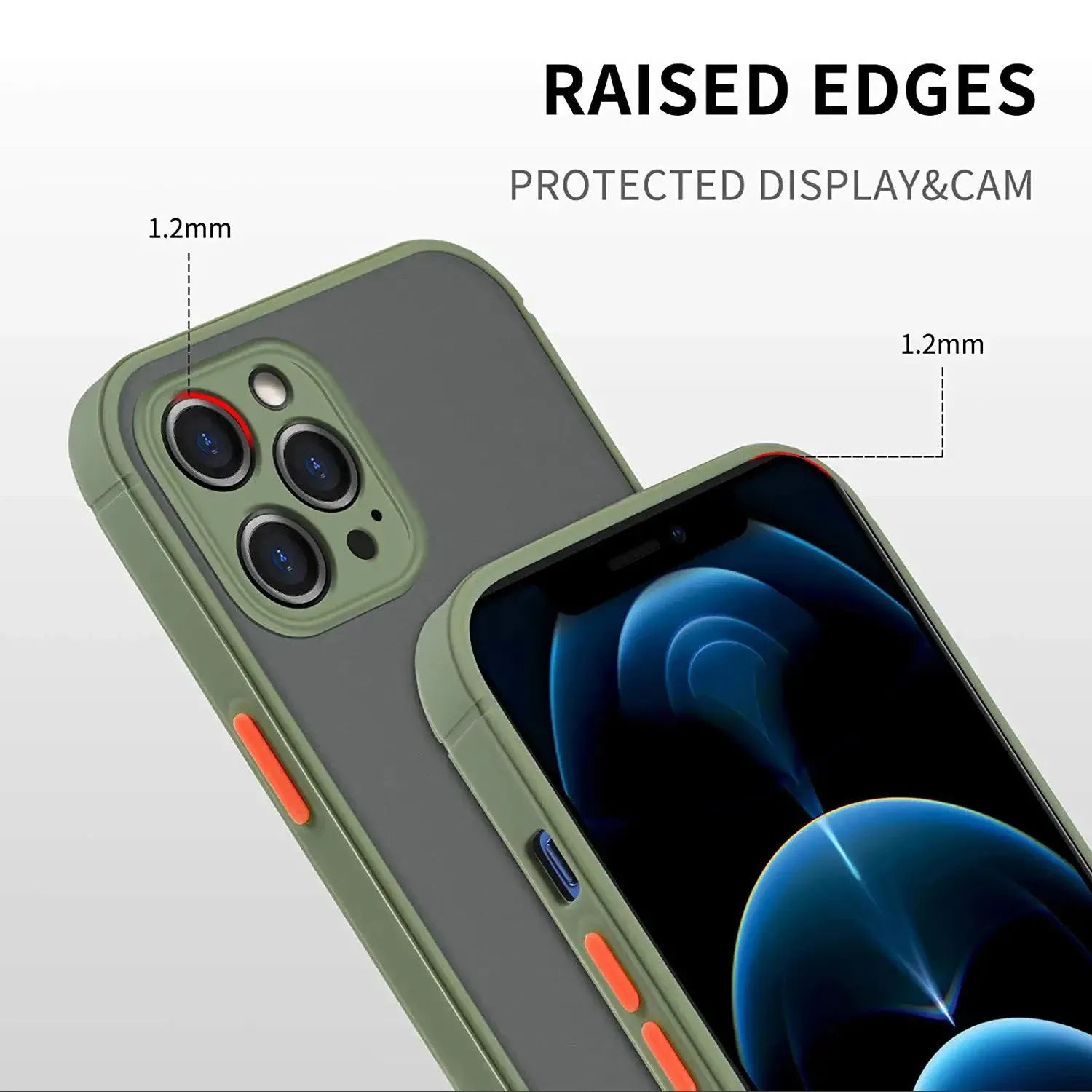 Armoured™ Camera Shield Lite Case Cover for iPhone 14 Pro Max - Green / Orange