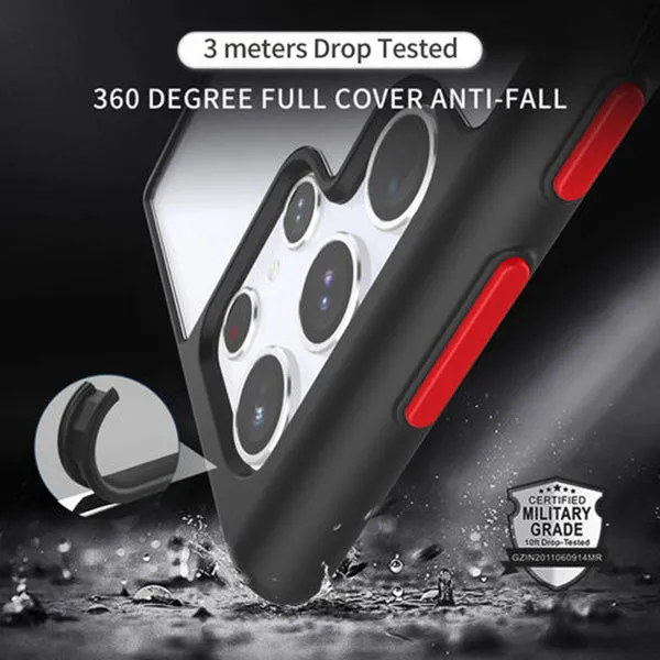 Armoured™ Shield Tough Case for Samsung Galaxy S22 Ultra 5G - Black (red buttons)