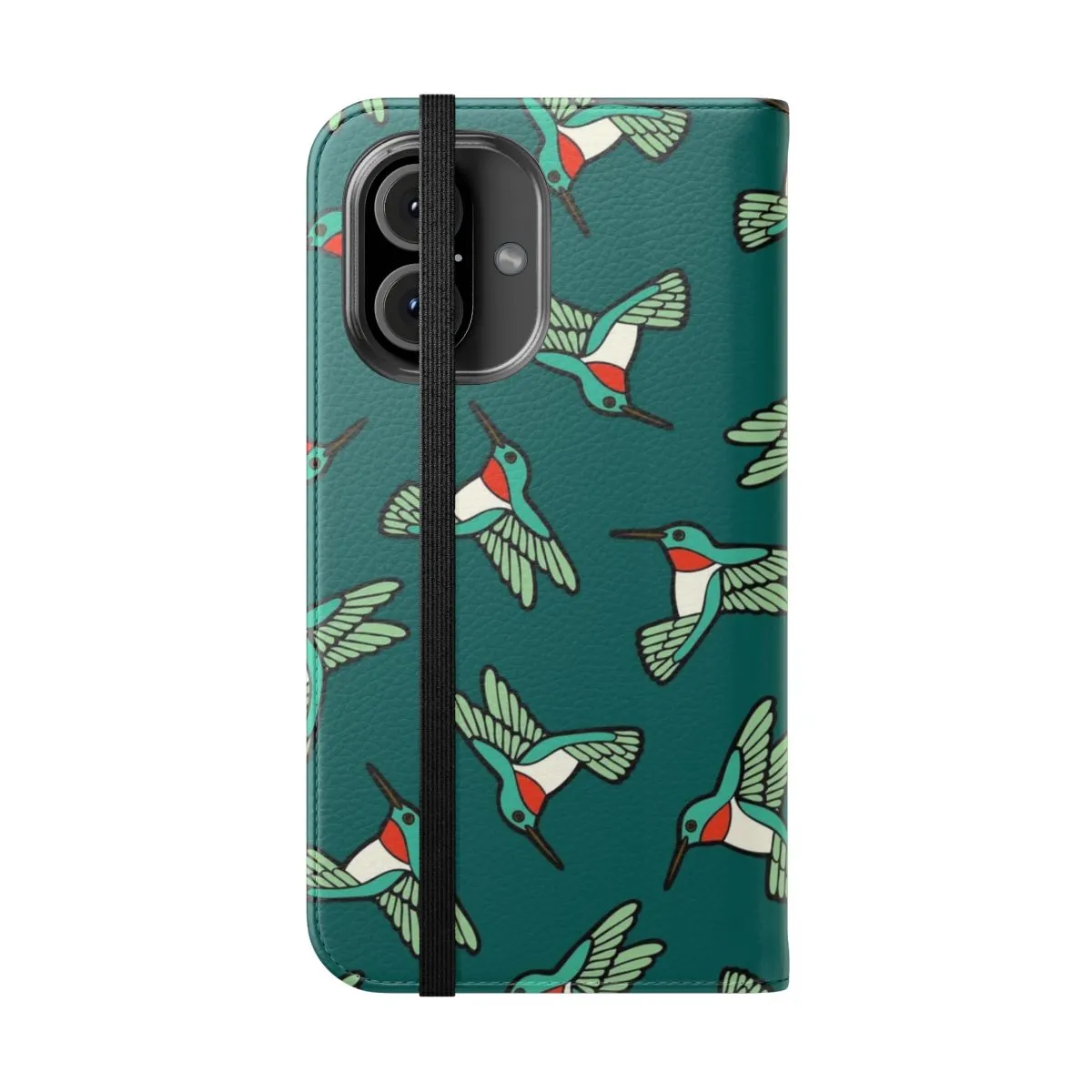 Artfully Designed Hummingbird Pattern Flip Cover Phone Case