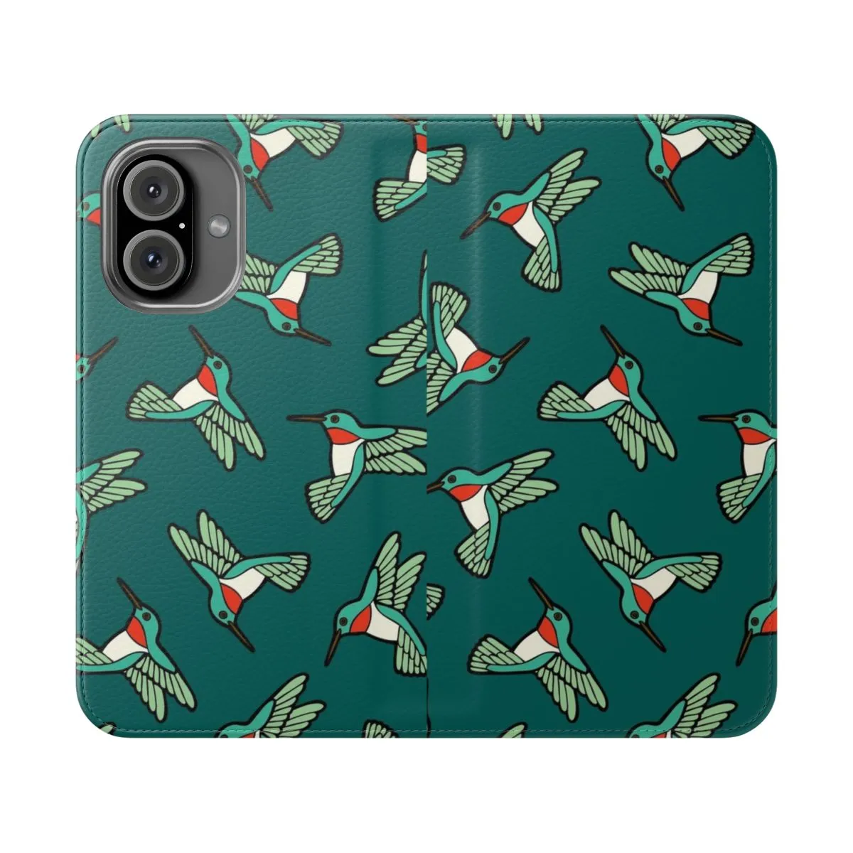 Artfully Designed Hummingbird Pattern Flip Cover Phone Case