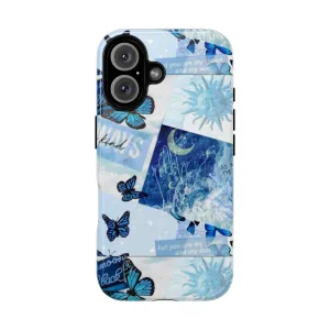 Artistic Blue Collage Phone Case with Aesthetic Designs