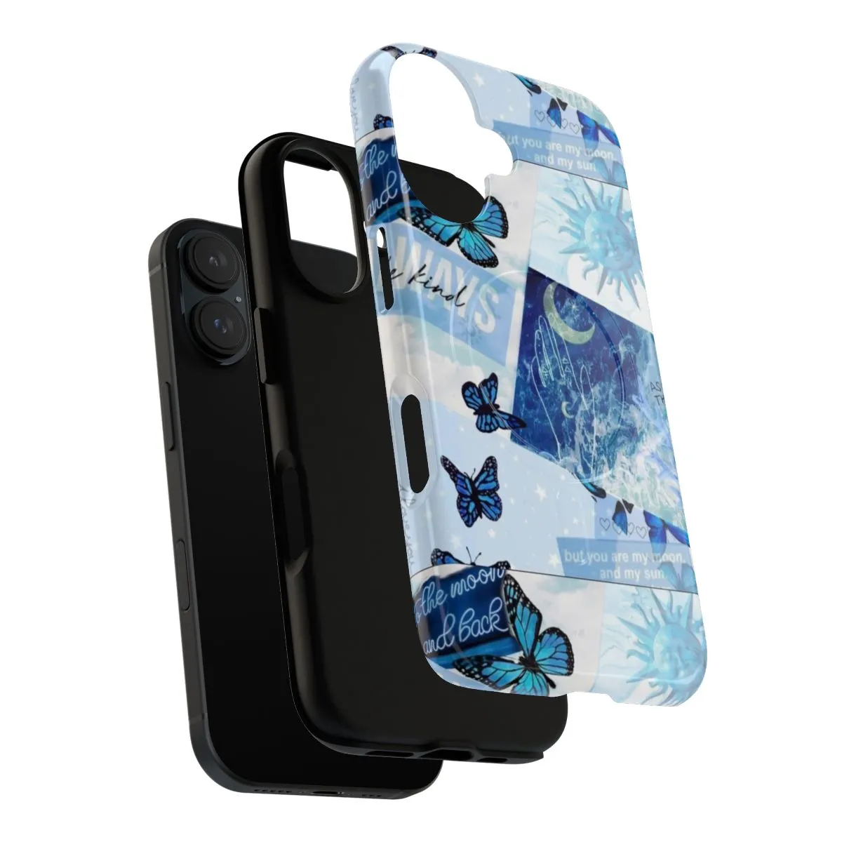 Artistic Blue Collage Phone Case with Aesthetic Designs