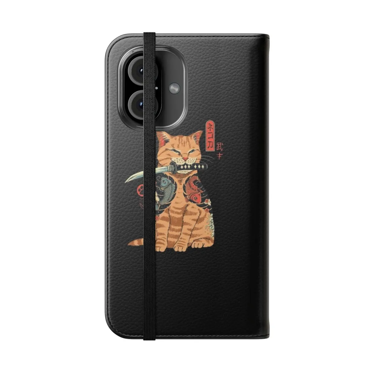 Artistic Cat-Themed Flip Phone Case with Japanese Aesthetic