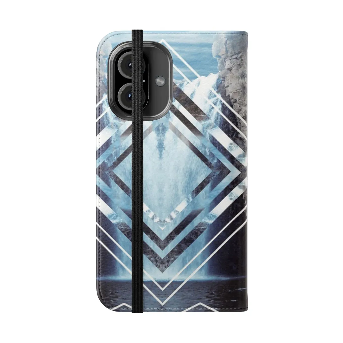 Artistic Flip Cover Phone Case with Waterfall Design