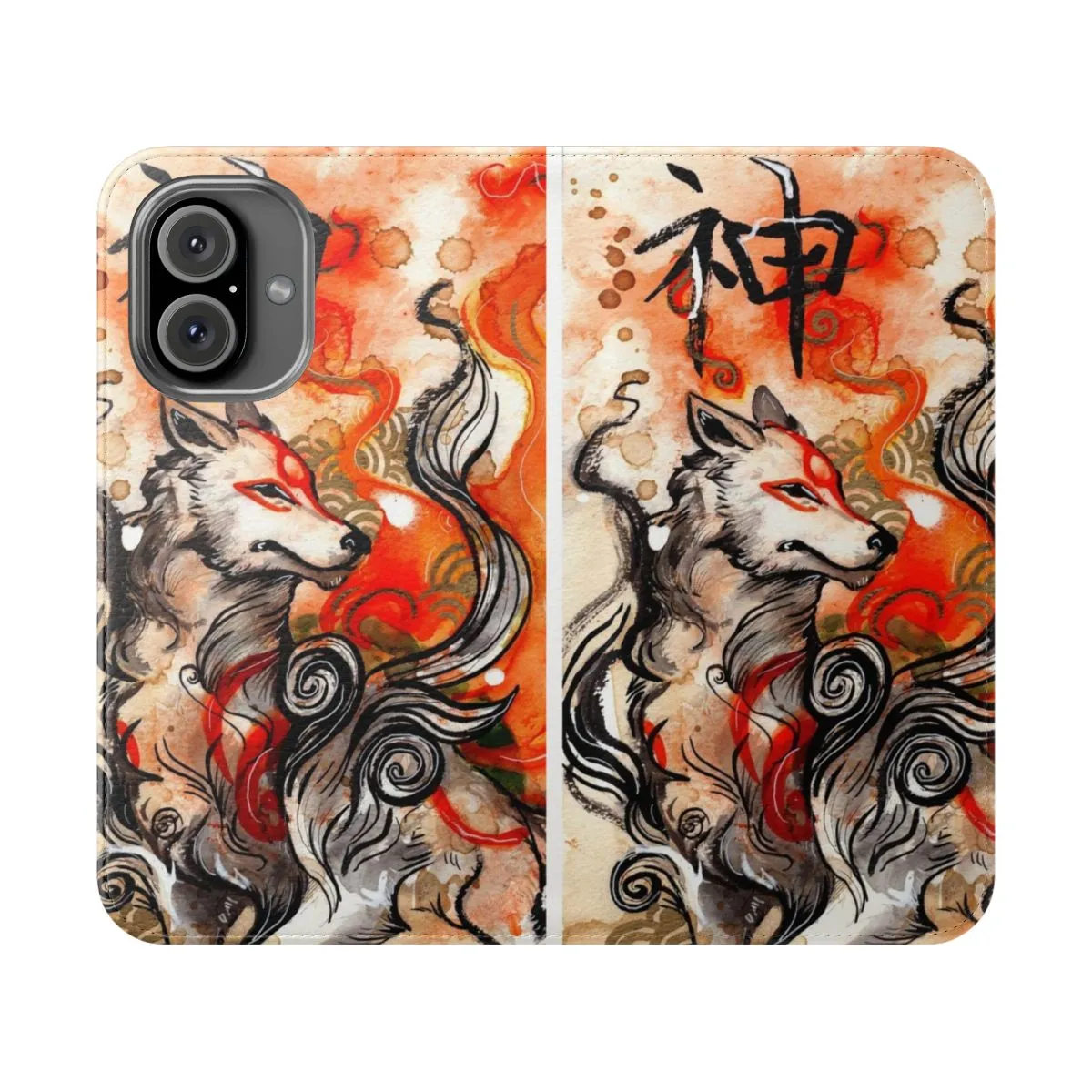 Artistic Okami Amaterasu Inspired Wolf Phone Case