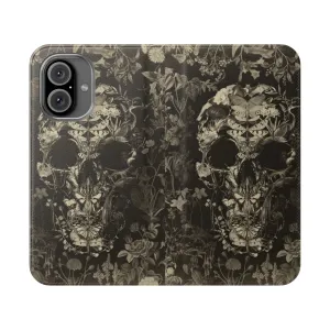 Artistic Skull Patterned Flip Phone Case