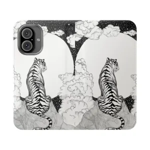 Artistic Tiger Moon Flip Cover Phone Case