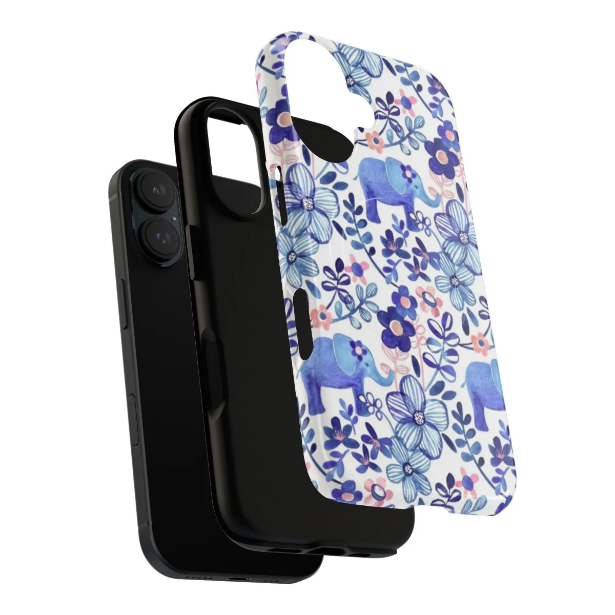 Artistic Watercolor Elephant & Floral Phone Case
