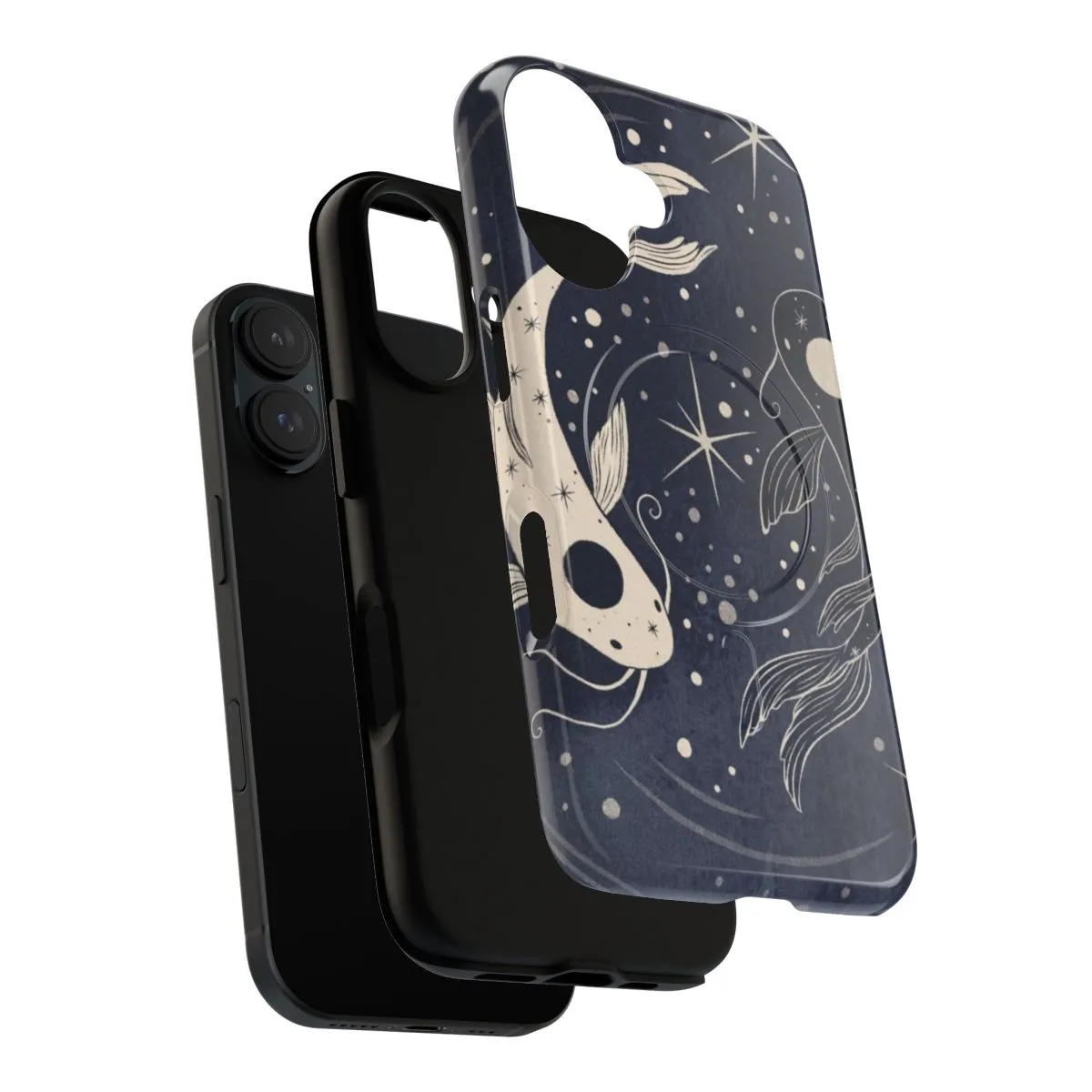 Artistic Zodiac Phone Case with Whimsical Koi Fish Design