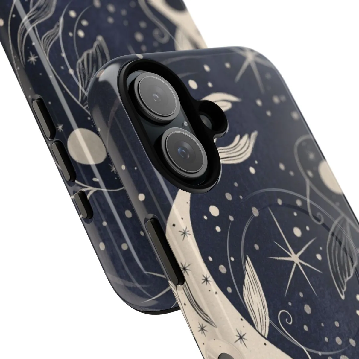Artistic Zodiac Phone Case with Whimsical Koi Fish Design