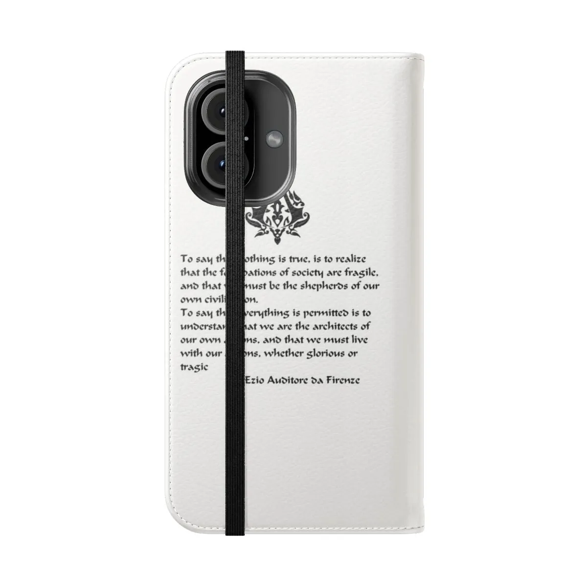Assassin-Inspired Flip Cover Phone Case: "Nothing is True, Everything is Permitted"