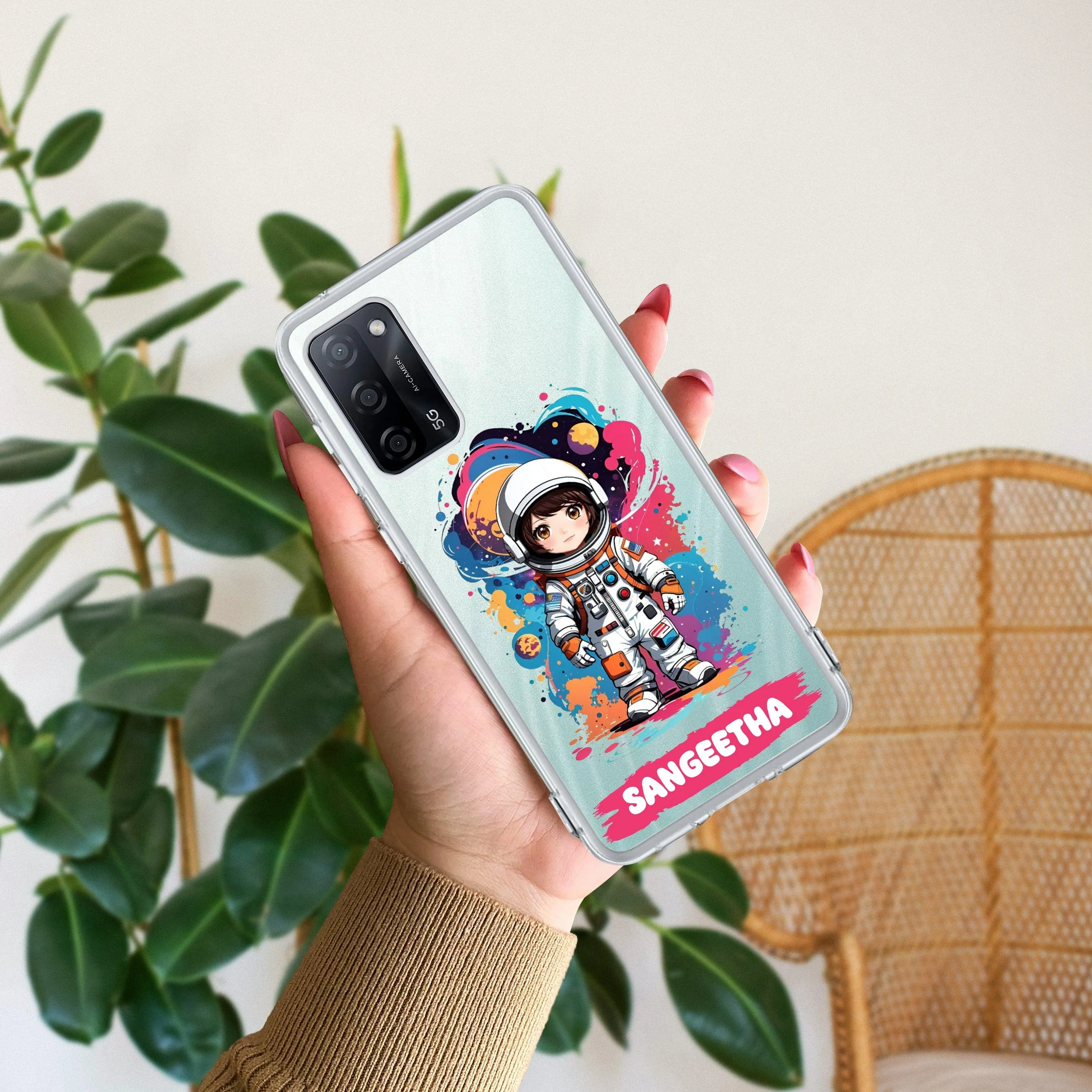 Astronaut Customize Transparent Silicon Case For Oppo