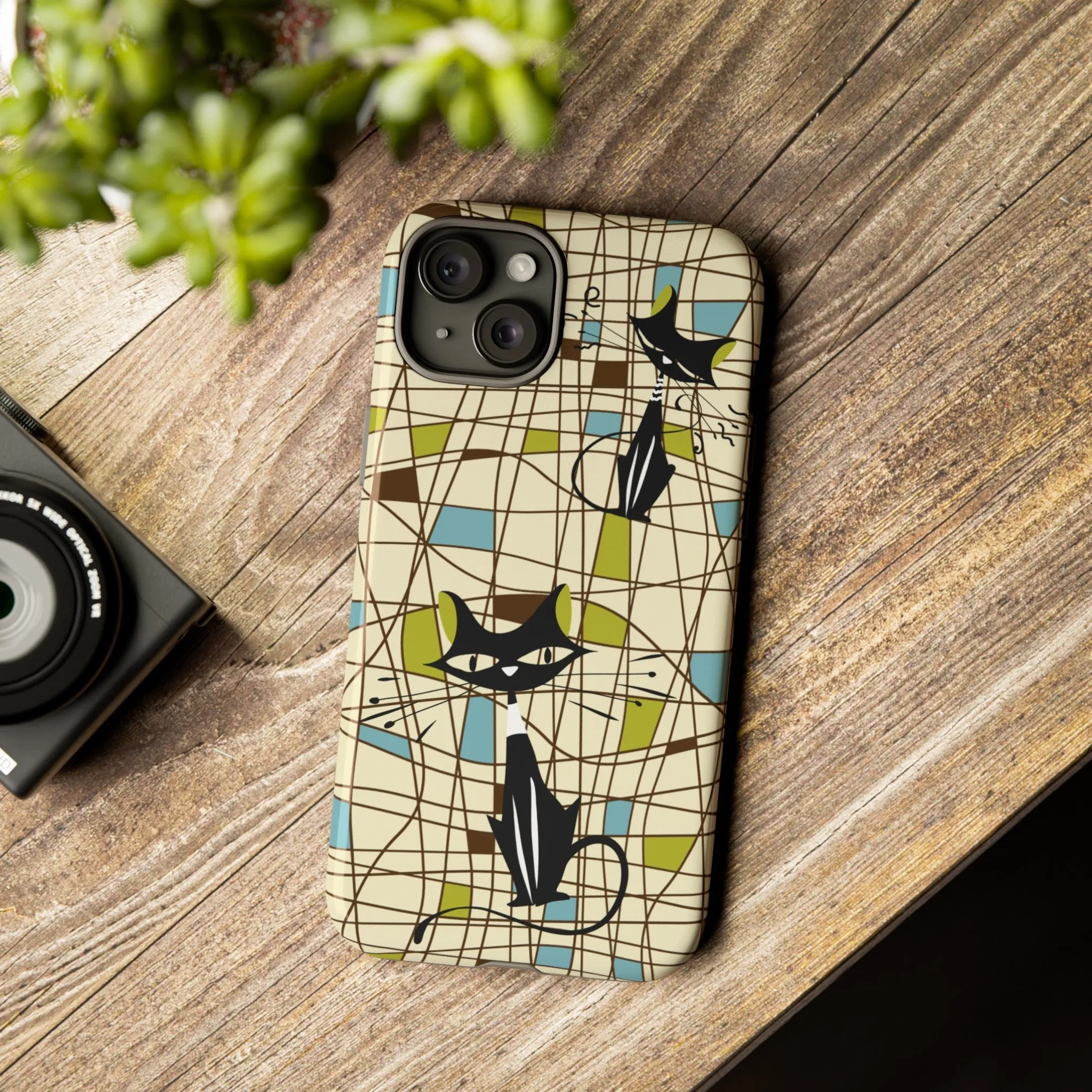 Atomic Cat Mid Century Modern Retro Chic iPhone Cases