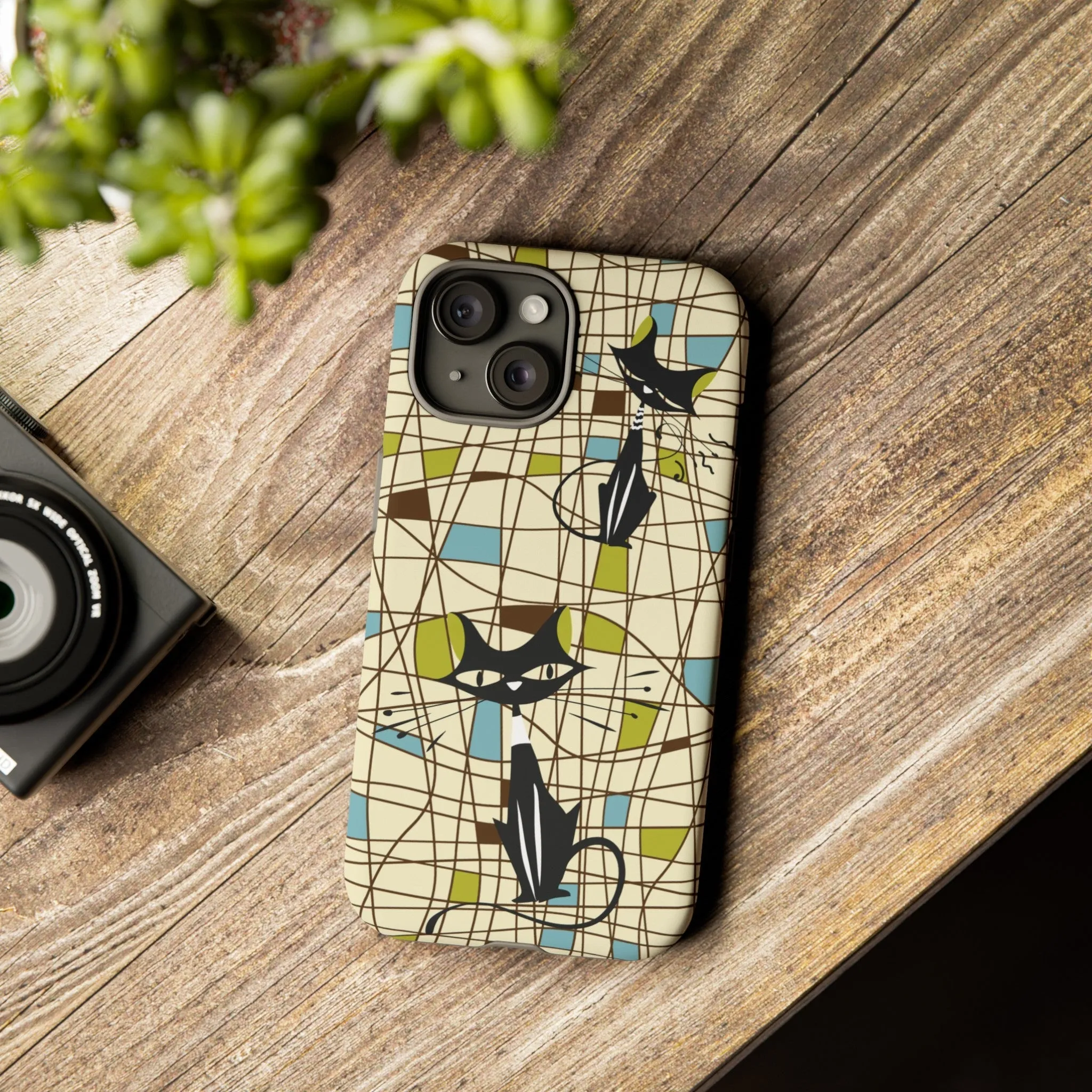 Atomic Cat Mid Century Modern Retro Chic iPhone Cases