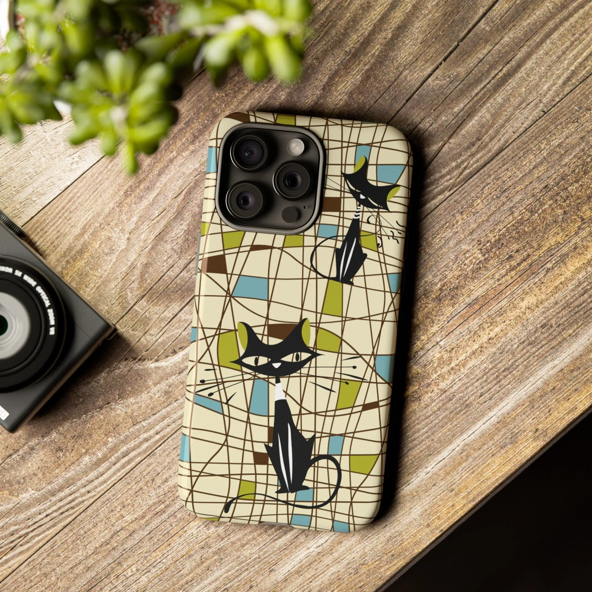Atomic Cat Mid Century Modern Retro Chic iPhone Cases