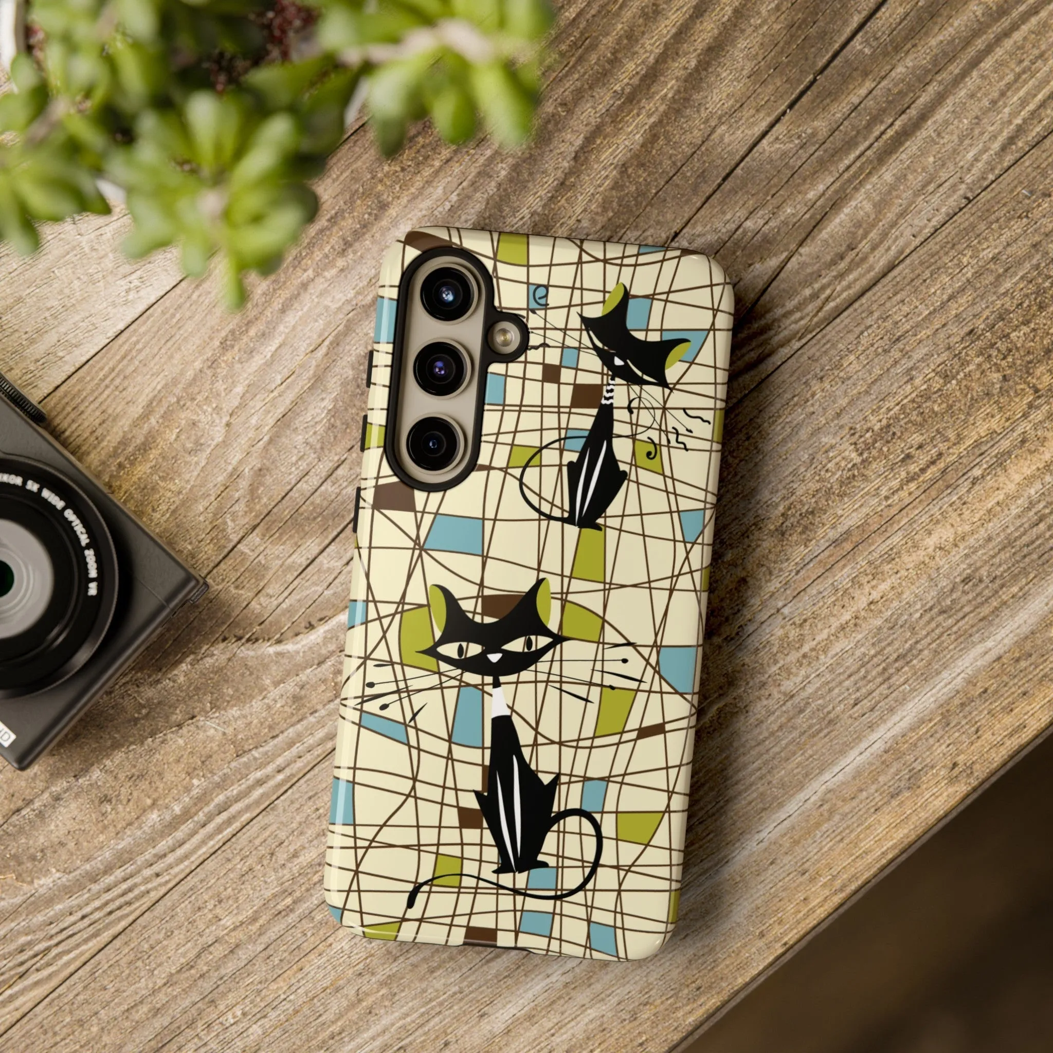 Atomic Cat Mid Century Modern Retro Chic Samsung Galaxy Phone Cases