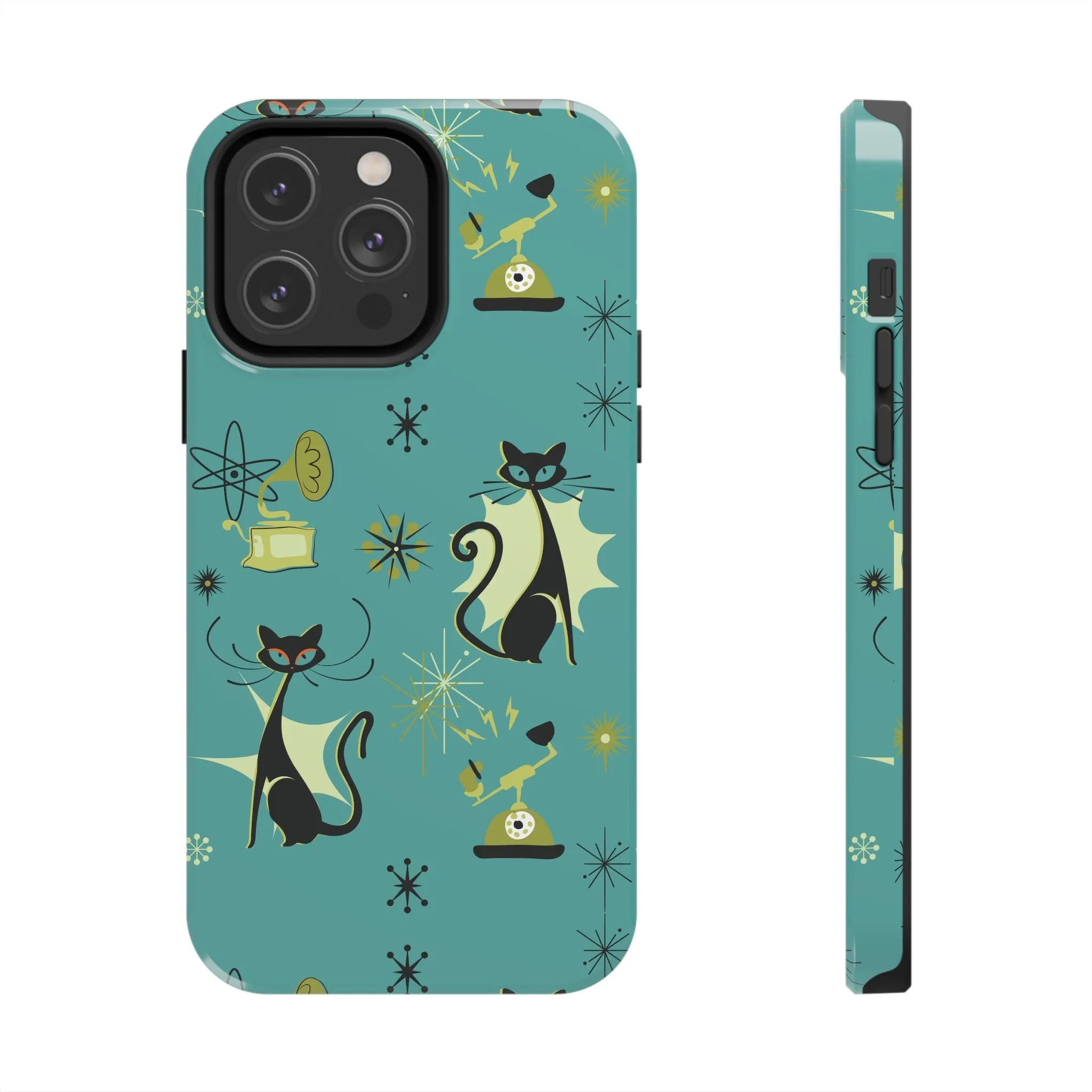 Atomic Cat Mid Century Modern Retro Vintage Gramophone iPhone Case