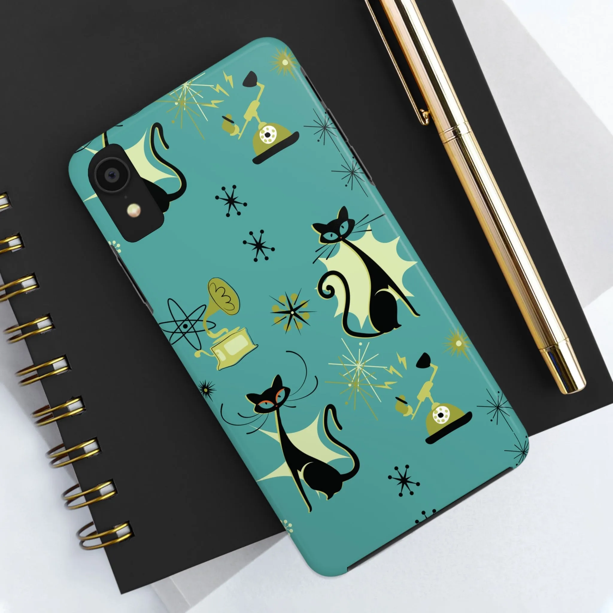 Atomic Cat Mid Century Modern Retro Vintage Gramophone iPhone Case