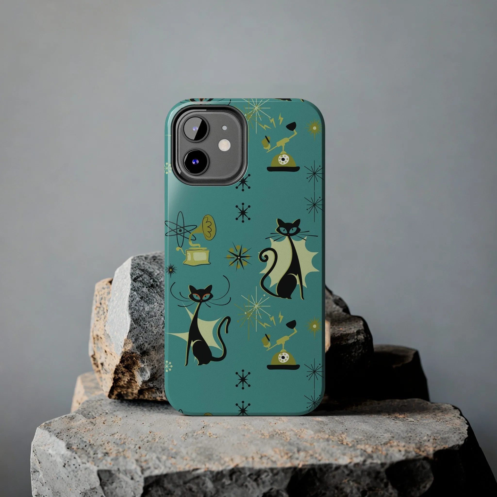 Atomic Cat Mid Century Modern Retro Vintage Gramophone iPhone Case