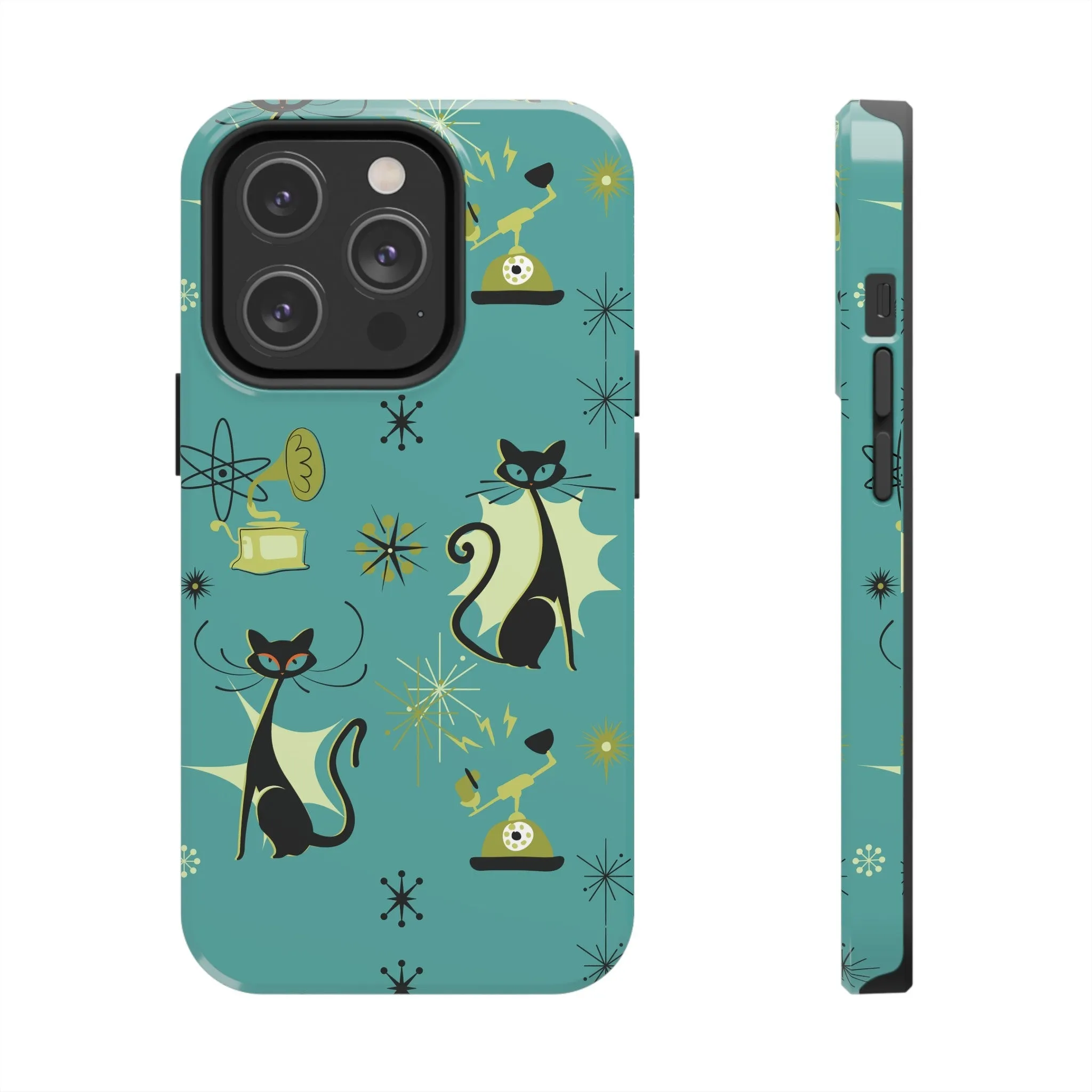 Atomic Cat Mid Century Modern Retro Vintage Gramophone iPhone Case
