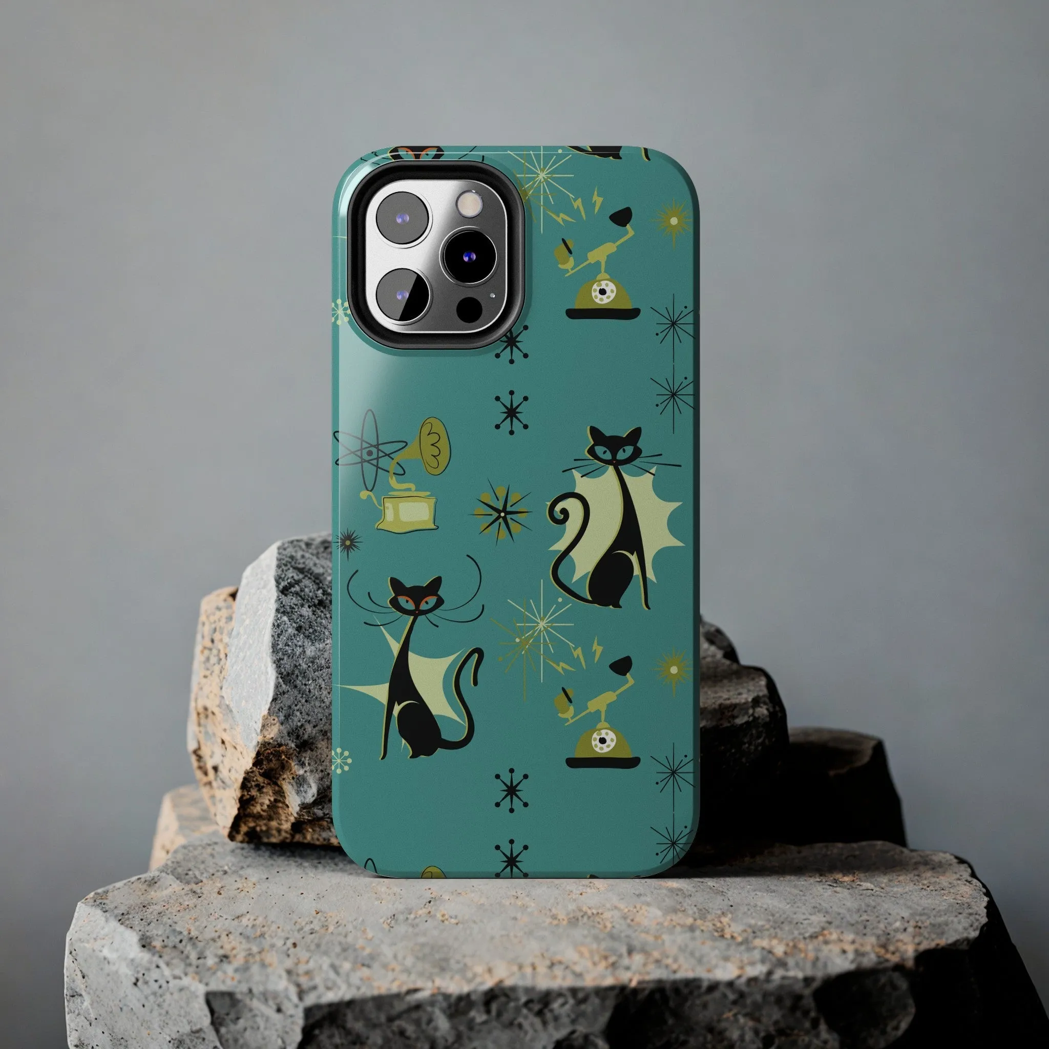 Atomic Cat Mid Century Modern Retro Vintage Gramophone iPhone Case