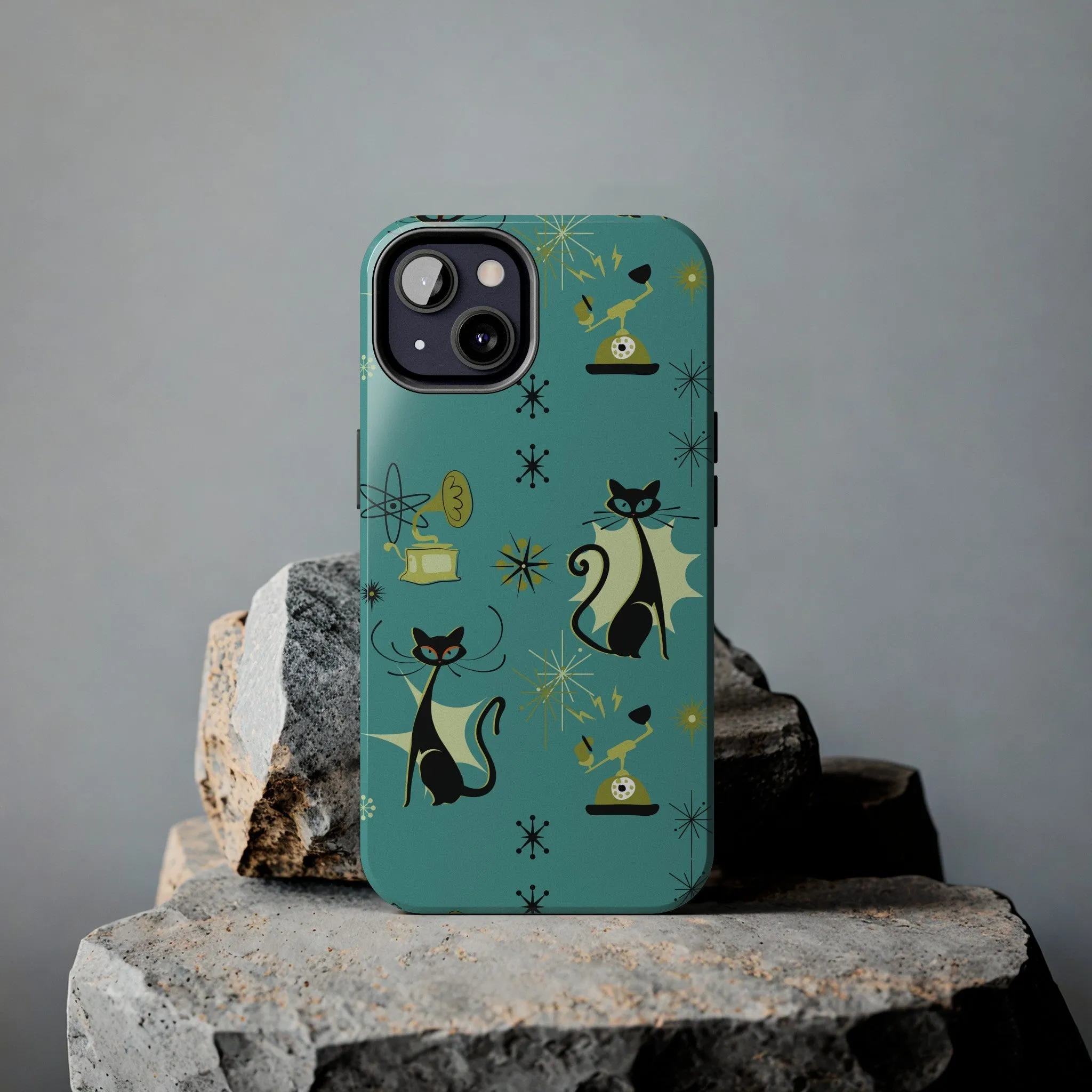 Atomic Cat Mid Century Modern Retro Vintage Gramophone iPhone Case