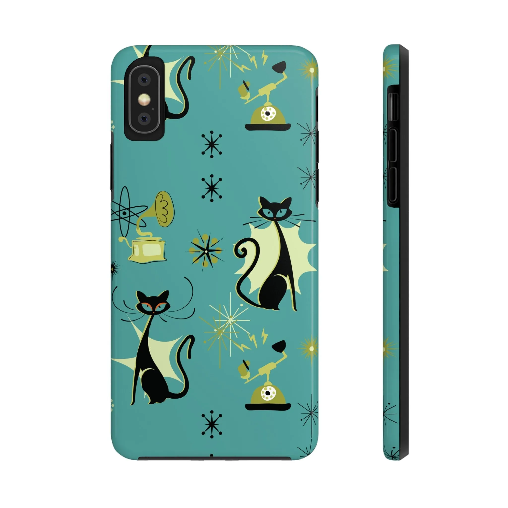 Atomic Cat Mid Century Modern Retro Vintage Gramophone iPhone Case