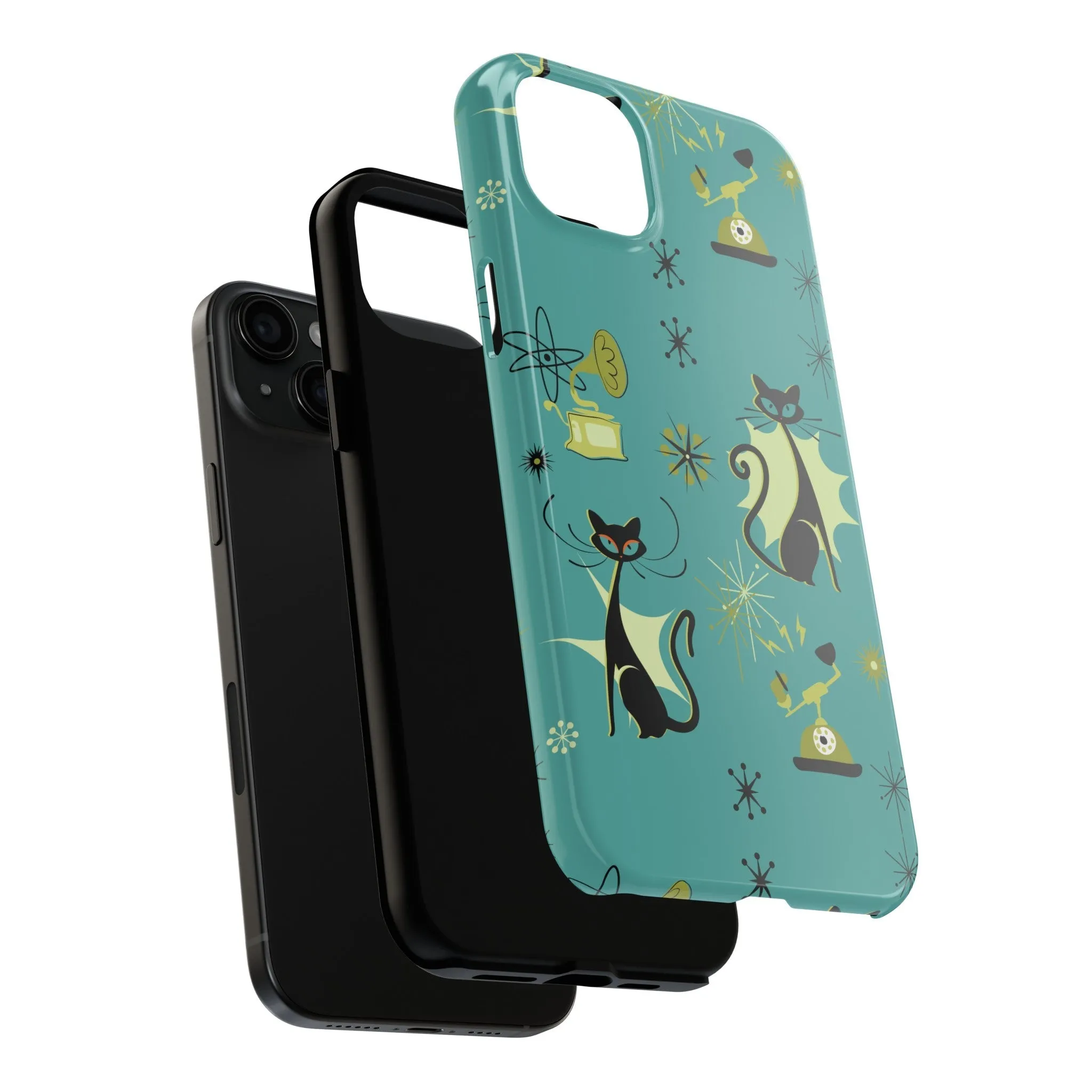 Atomic Cat Mid Century Modern Retro Vintage Gramophone iPhone Case