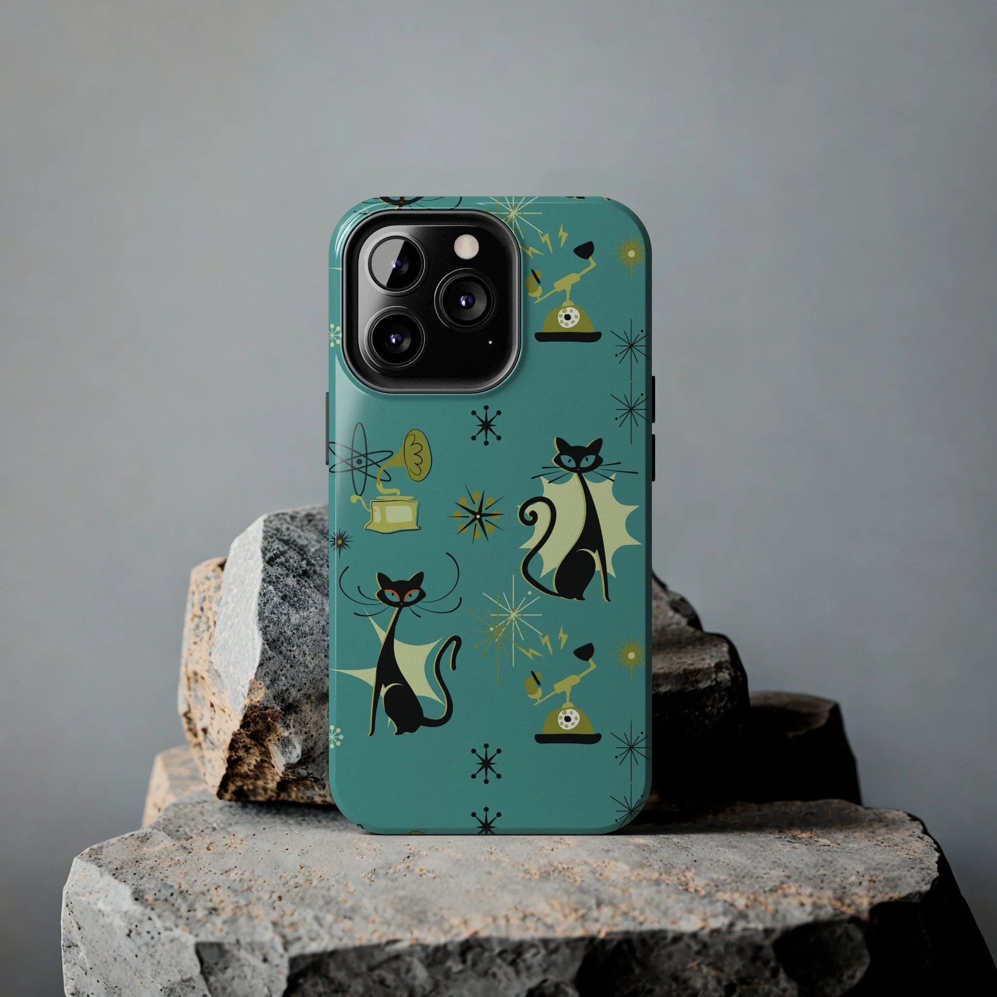 Atomic Cat Mid Century Modern Retro Vintage Gramophone iPhone Case
