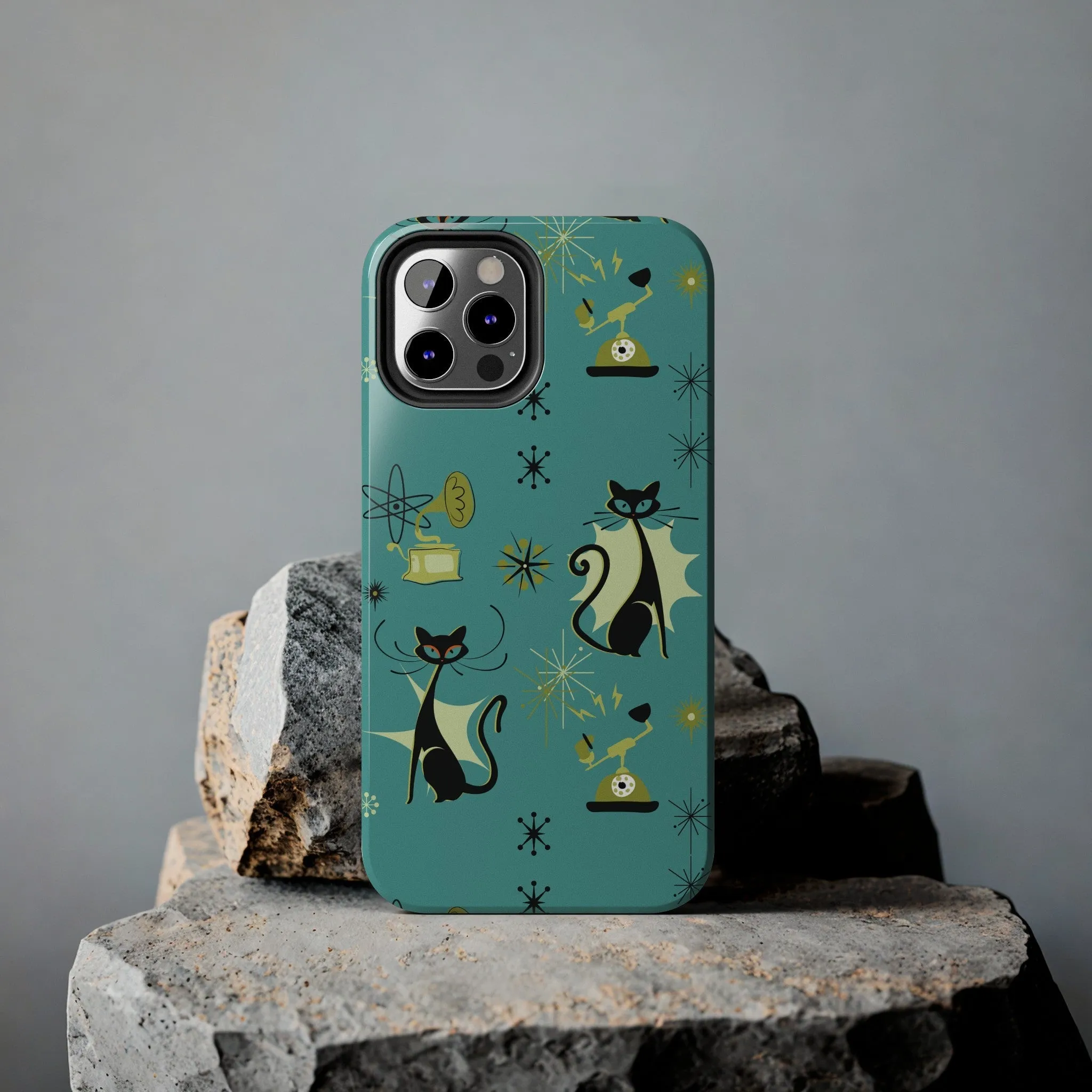 Atomic Cat Mid Century Modern Retro Vintage Gramophone iPhone Case
