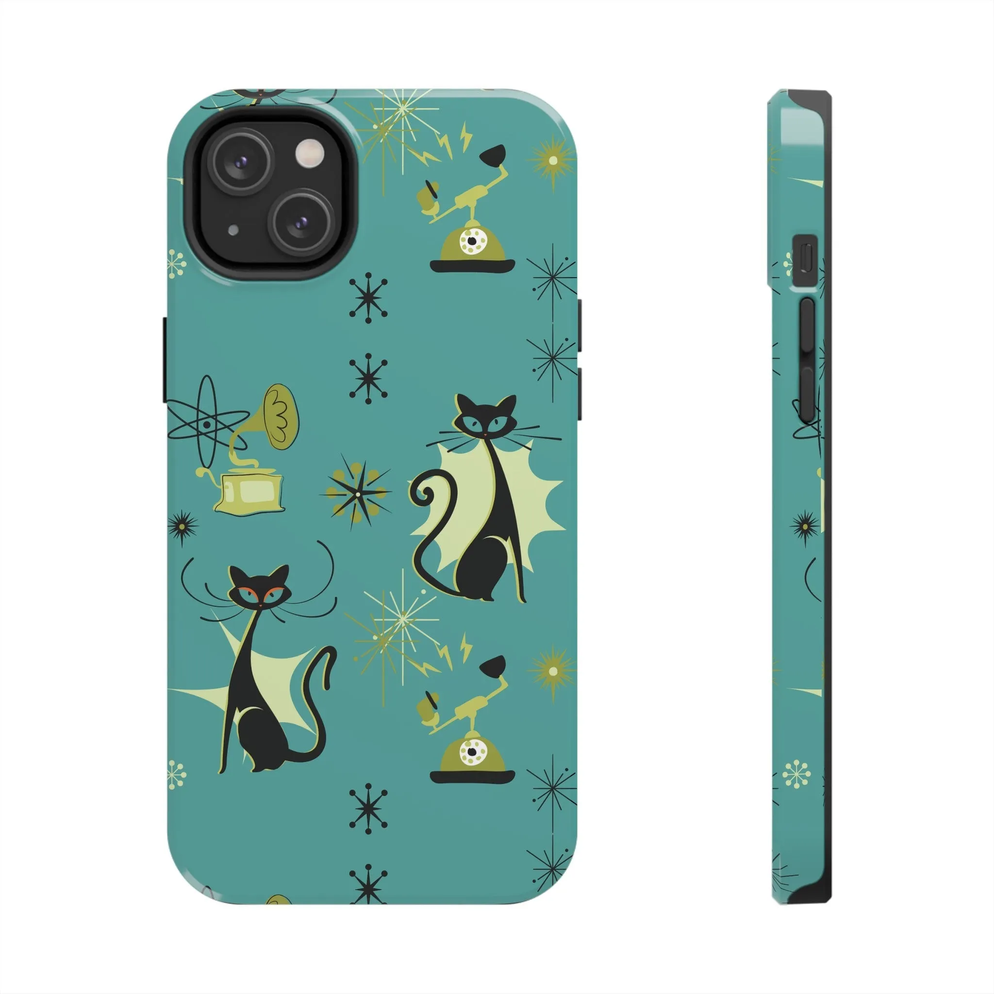 Atomic Cat Mid Century Modern Retro Vintage Gramophone iPhone Case