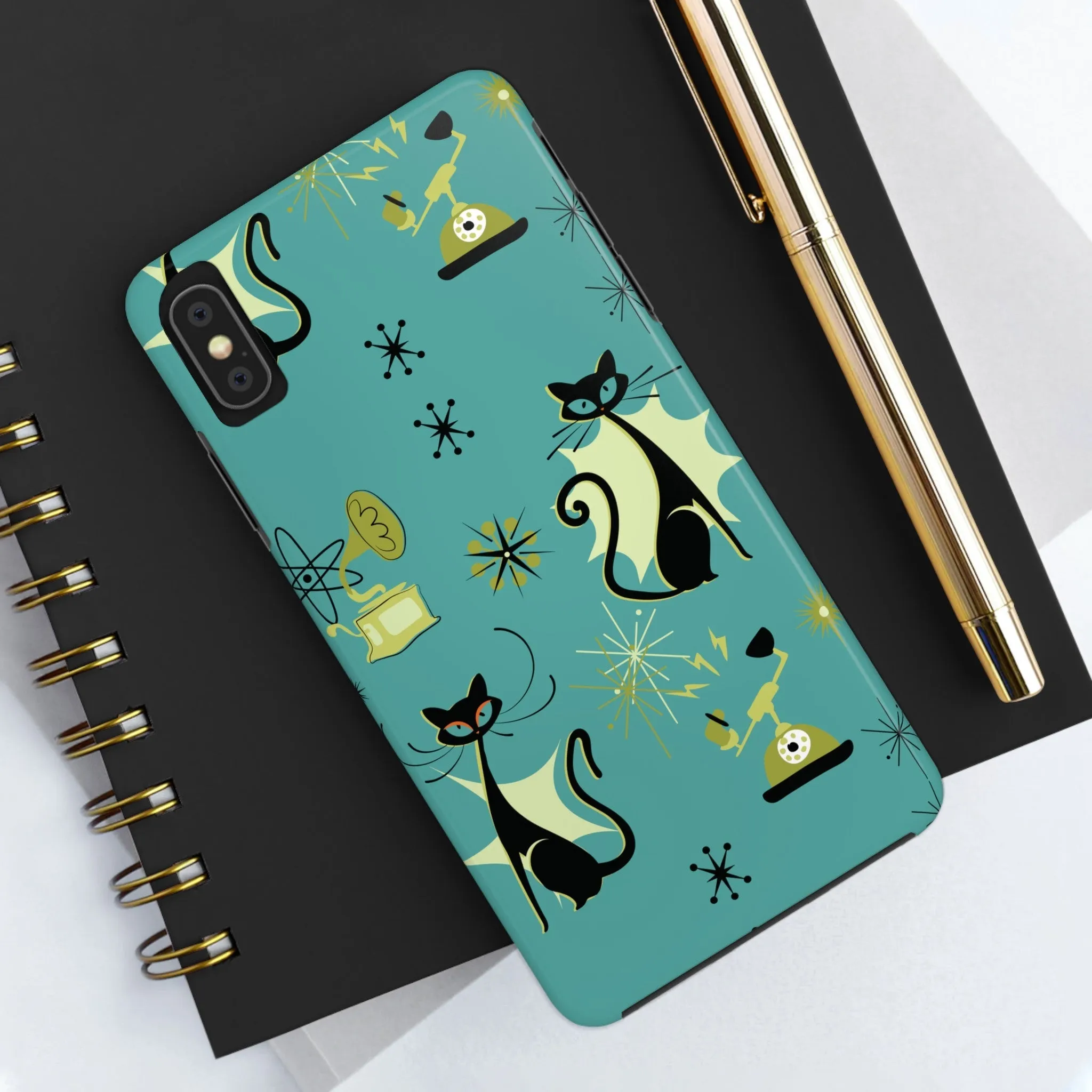 Atomic Cat Mid Century Modern Retro Vintage Gramophone iPhone Case