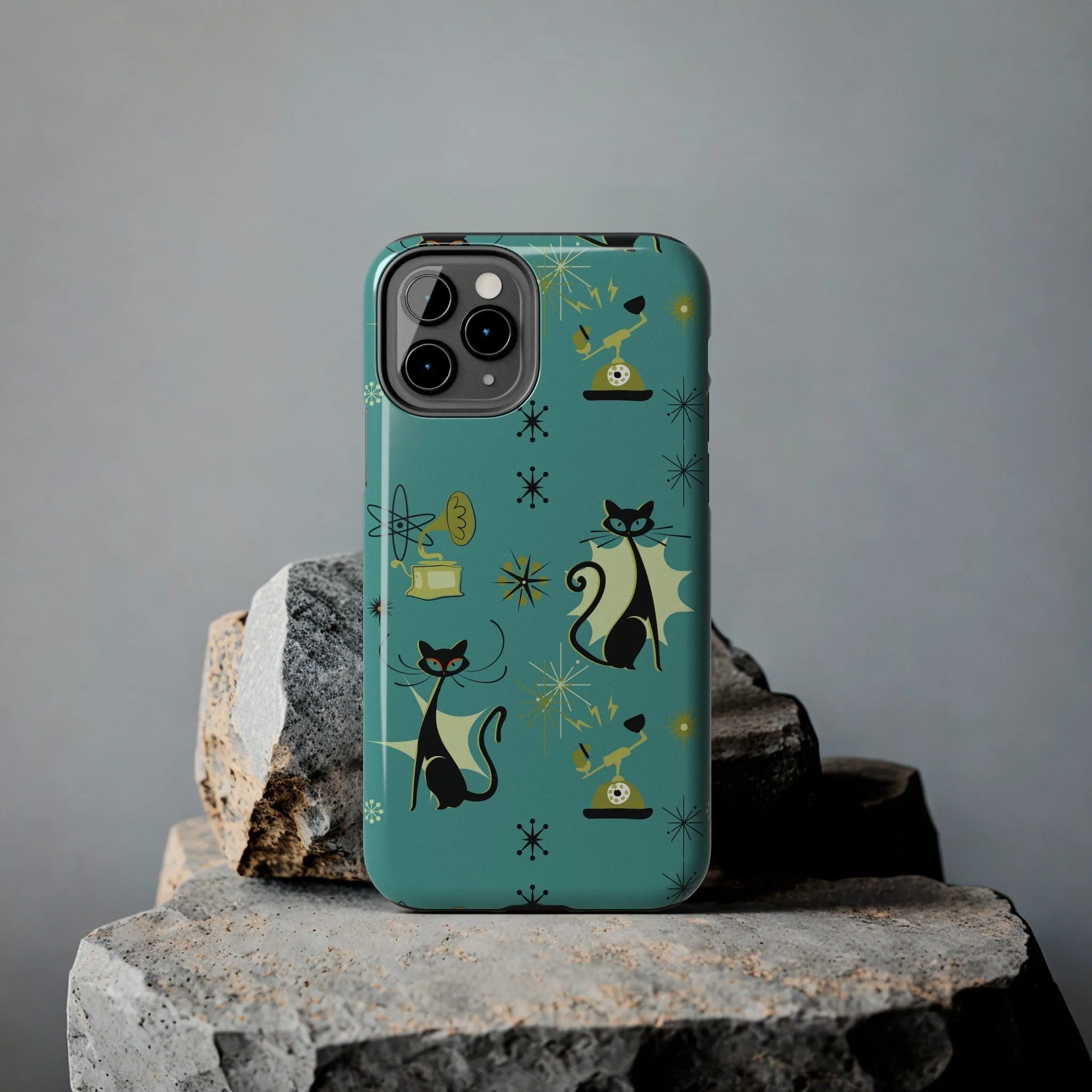 Atomic Cat Mid Century Modern Retro Vintage Gramophone iPhone Case