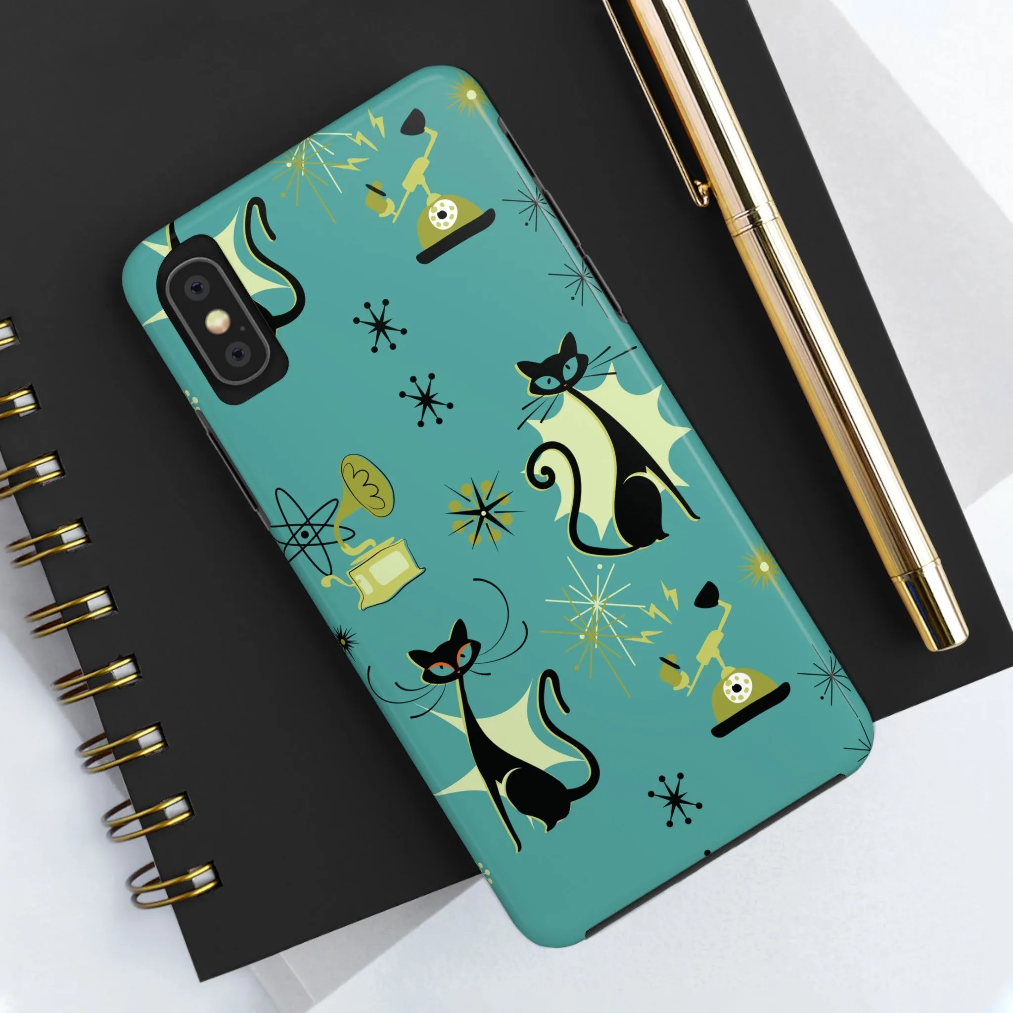 Atomic Cat Mid Century Modern Retro Vintage Gramophone iPhone Case