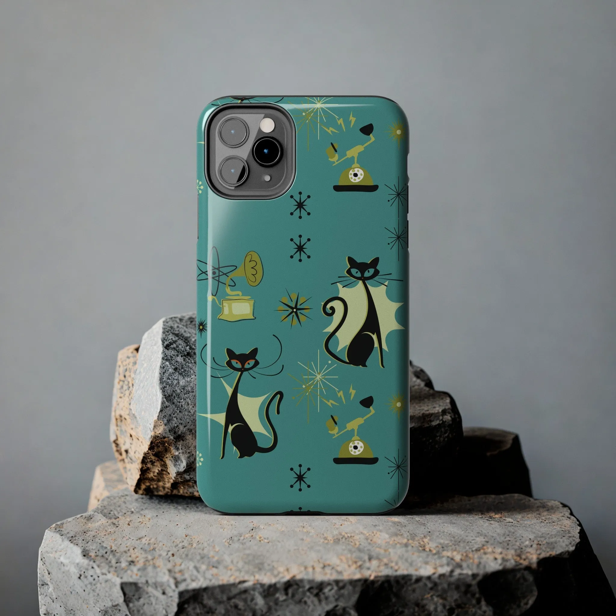 Atomic Cat Mid Century Modern Retro Vintage Gramophone iPhone Case