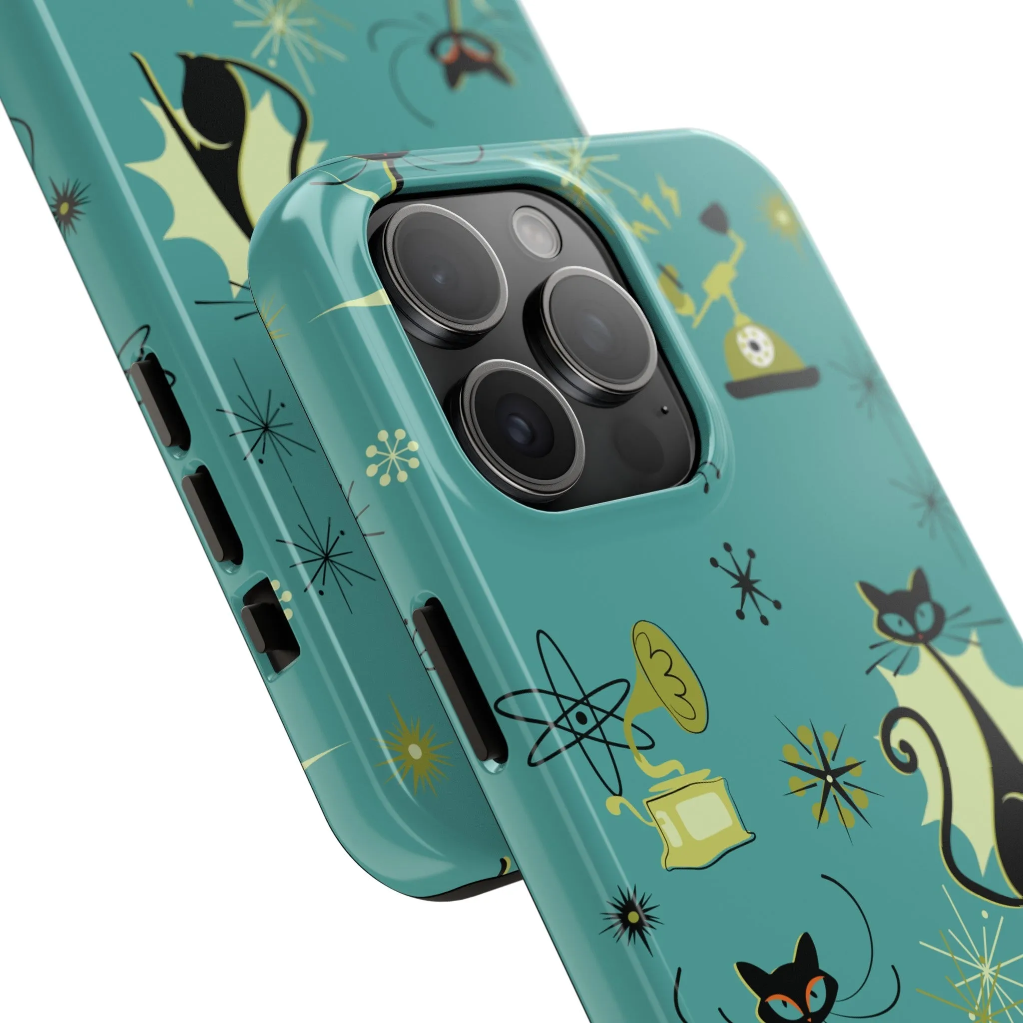 Atomic Cat Mid Century Modern Retro Vintage Gramophone iPhone Case