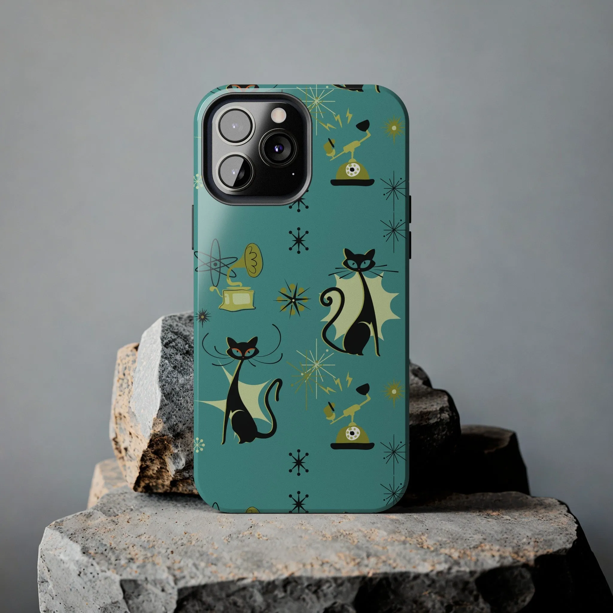 Atomic Cat Mid Century Modern Retro Vintage Gramophone iPhone Case