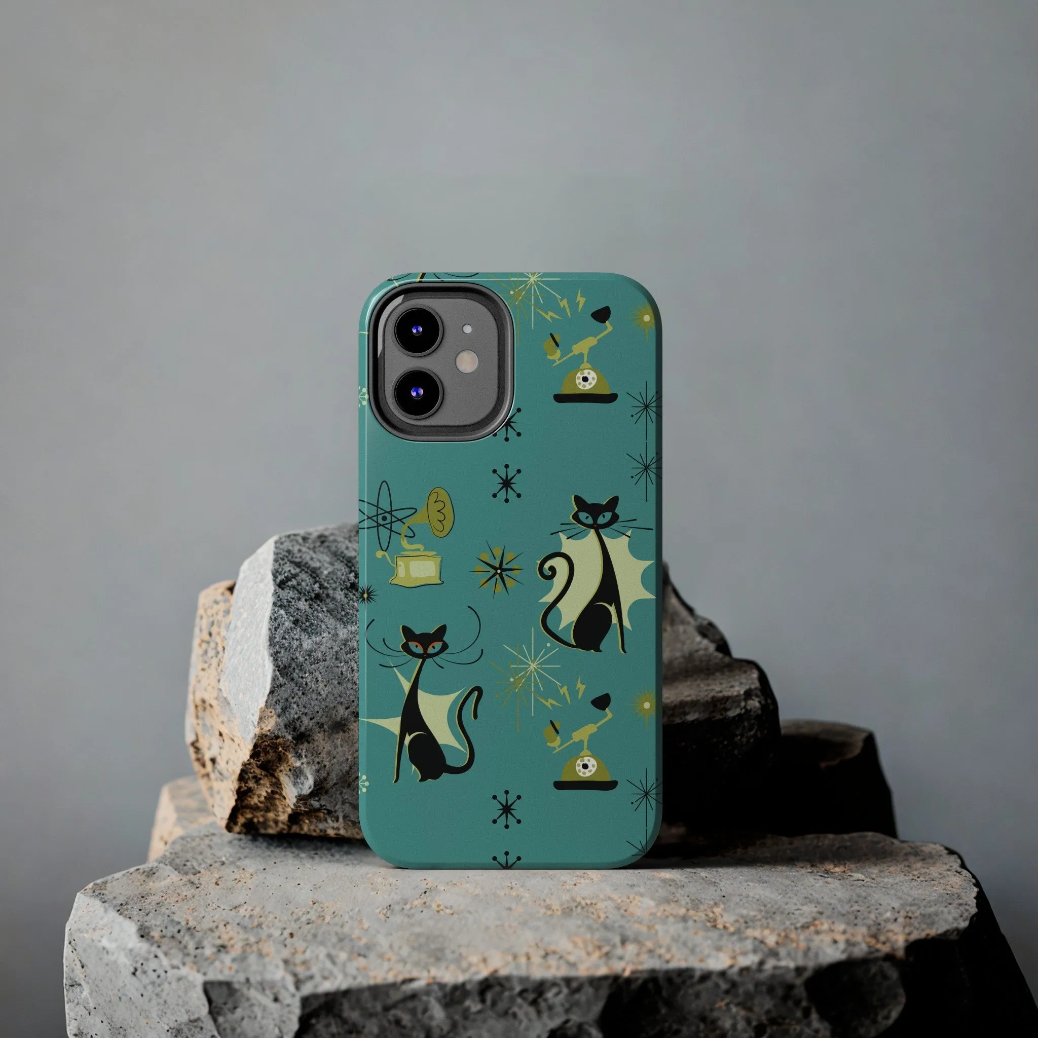Atomic Cat Mid Century Modern Retro Vintage Gramophone iPhone Case