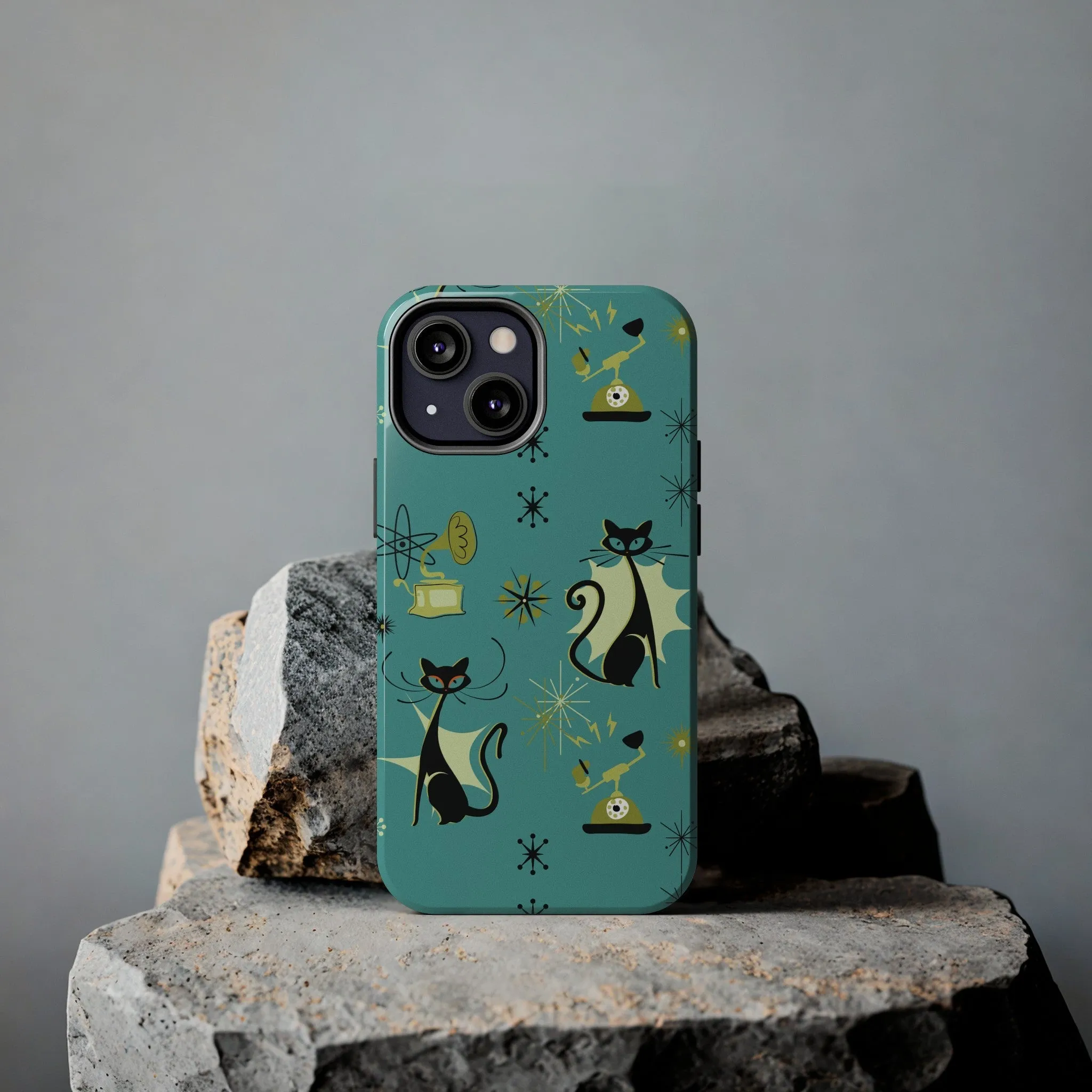 Atomic Cat Mid Century Modern Retro Vintage Gramophone iPhone Case