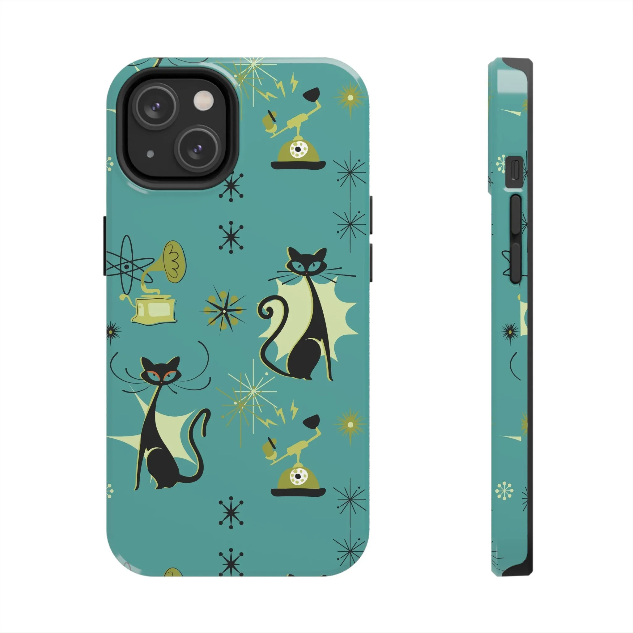Atomic Cat Mid Century Modern Retro Vintage Gramophone iPhone Case