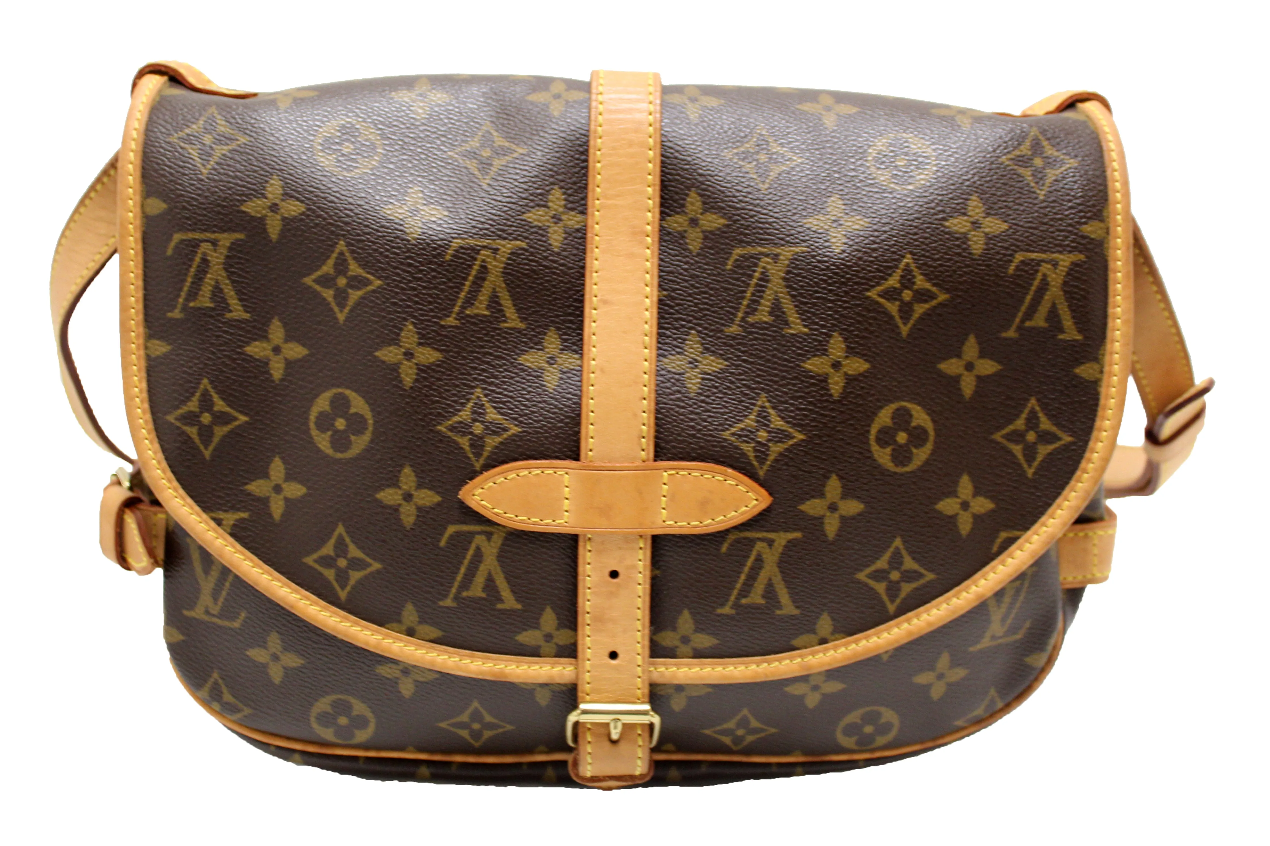 Authentic Louis Vuitton Classic Monogram Canvas Saumur 30 Messenger Bag
