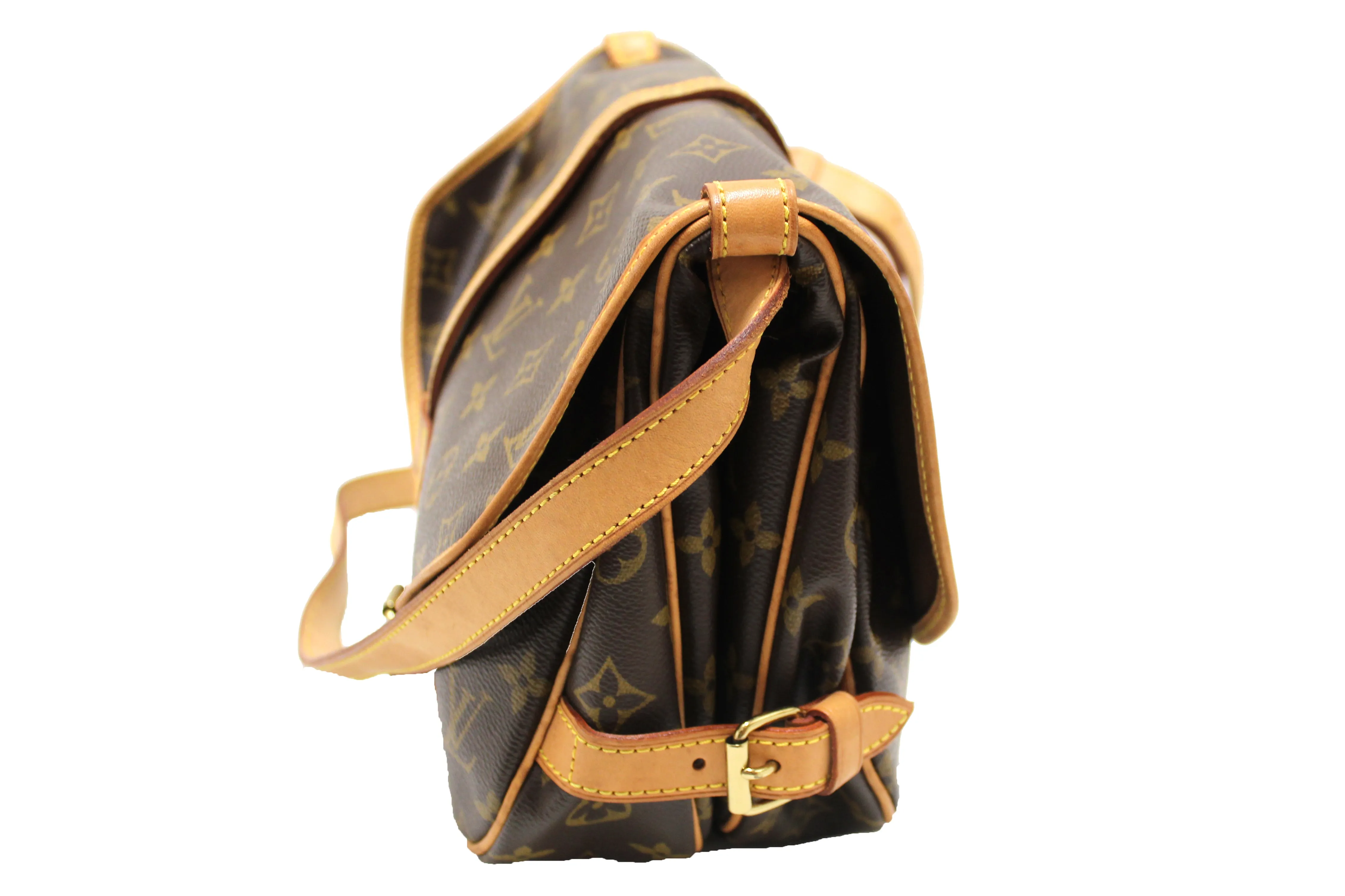 Authentic Louis Vuitton Classic Monogram Canvas Saumur 30 Messenger Bag